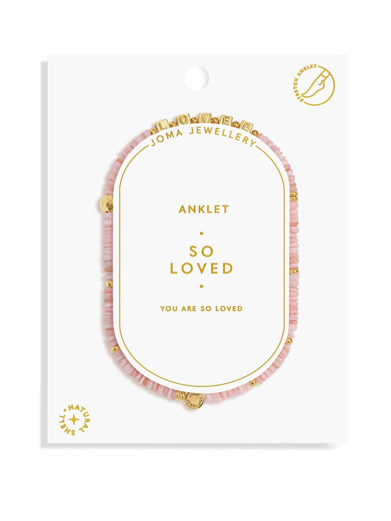 Joma Jewellery HAPPY LITTLE MOMENTS ANKLET , SO LOVED , Gold Plated , Anklet , 23cm stretch