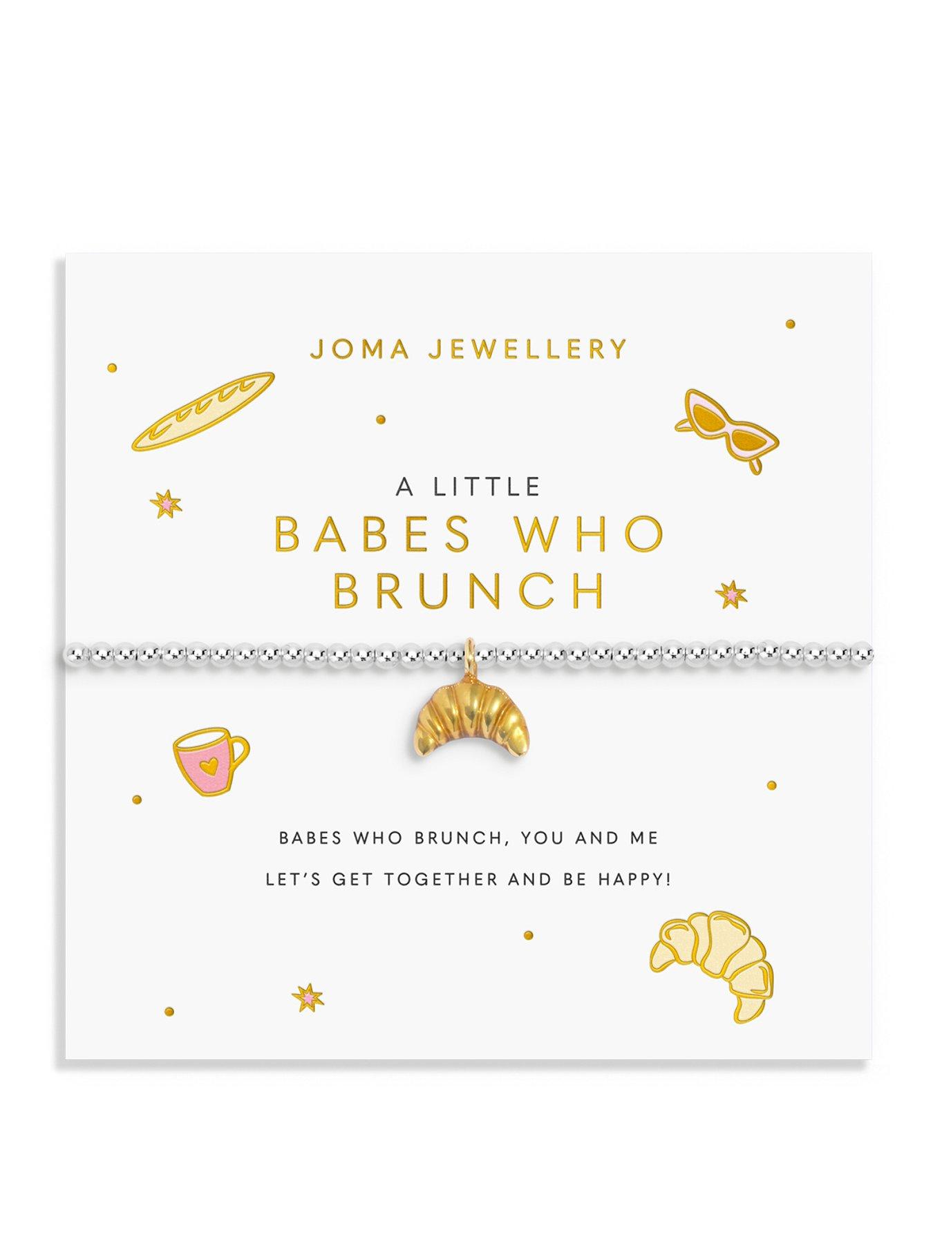 Katie Loxton A LITTLE VIBES , BABES WHO BRUNCH , Silver Plated , Bracelet , 17.5cm stretch