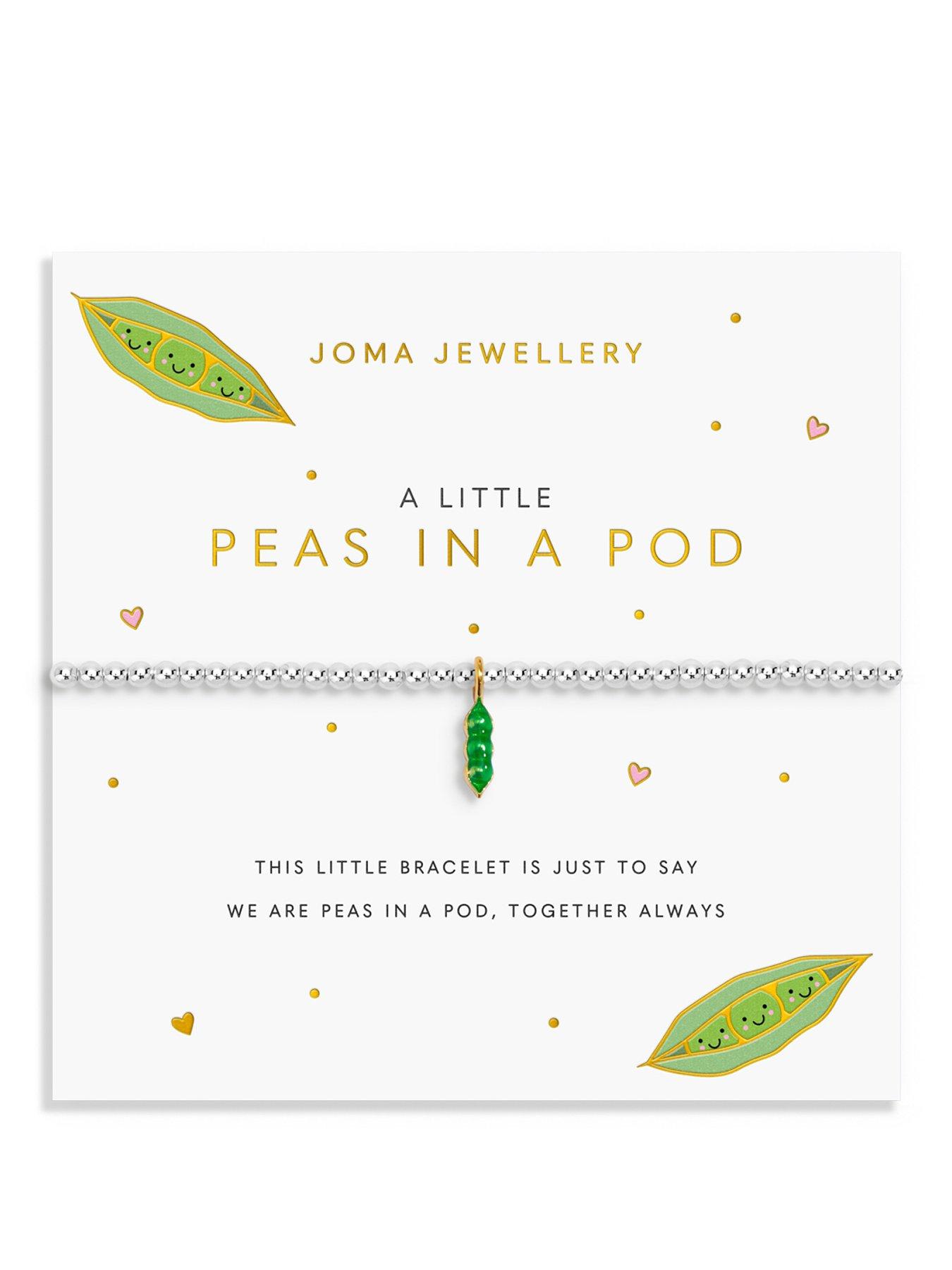 Joma Jewellery A LITTLE VIBES , PEAS IN A POD , Silver Plated , Bracelet , 17.5cm stretch