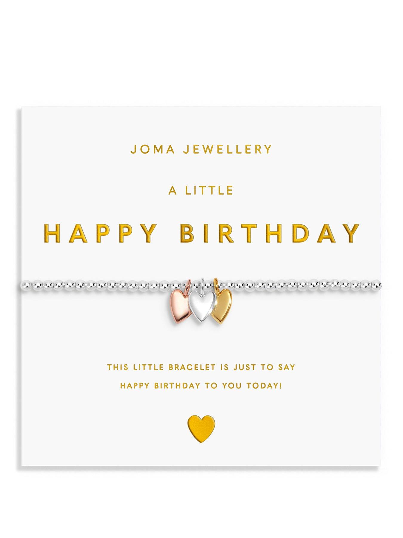 Joma Jewellery A LITTLE CHARMED MOMENTS , HAPPY BIRTHDAY , Silver, Gold & Rose Gold Plated , Bracelet , 17.5cm stretch