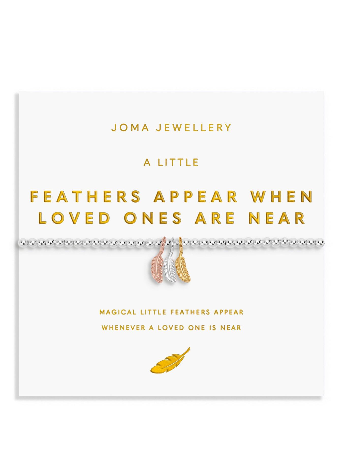 Katie Loxton A LITTLE CHARMED MOMENTS , FEATHERS APPEAR WHEN LOVED ONES ARE NEAR , Silver, Gold & Rose Gold Plated , Bracelet , 17.5cm stretch