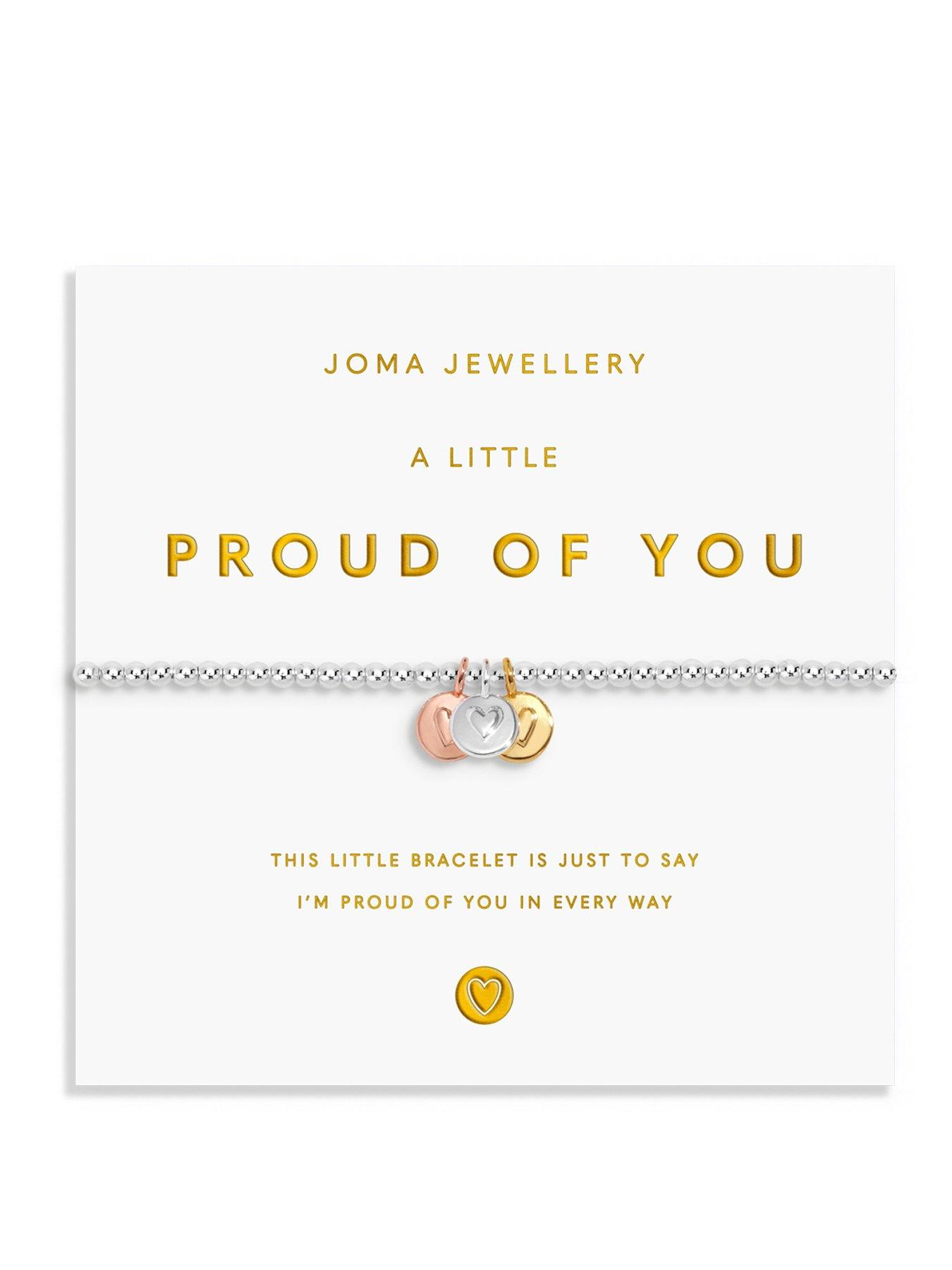 Joma Jewellery A LITTLE CHARMED MOMENTS , PROUD OF YOU , Silver, Gold & Rose Gold Plated , Bracelet , 17.5cm stretch