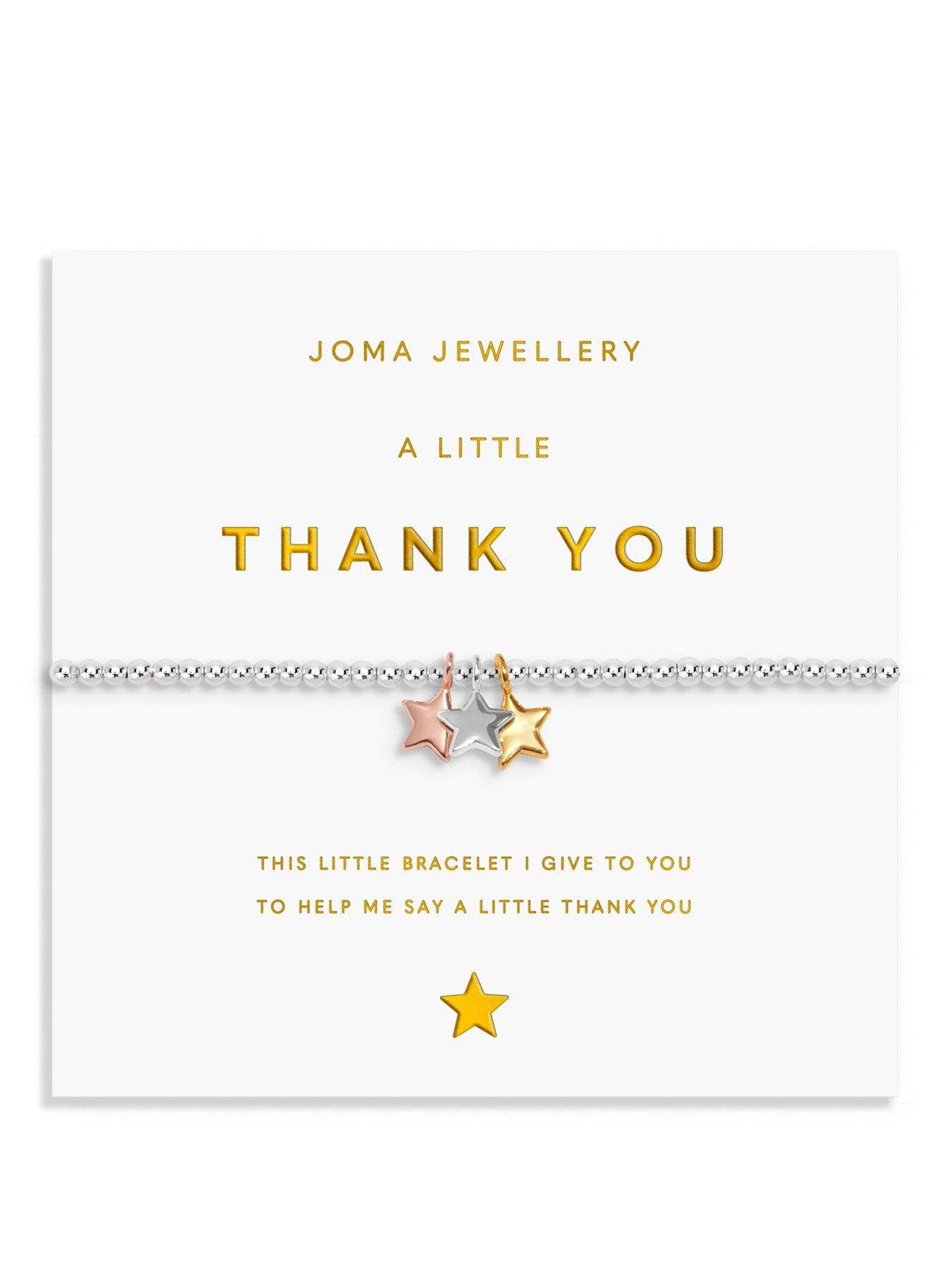 Joma Jewellery A LITTLE CHARMED MOMENTS , THANK YOU , Silver, Gold & Rose Gold Plated , Bracelet , 17.5cm stretch