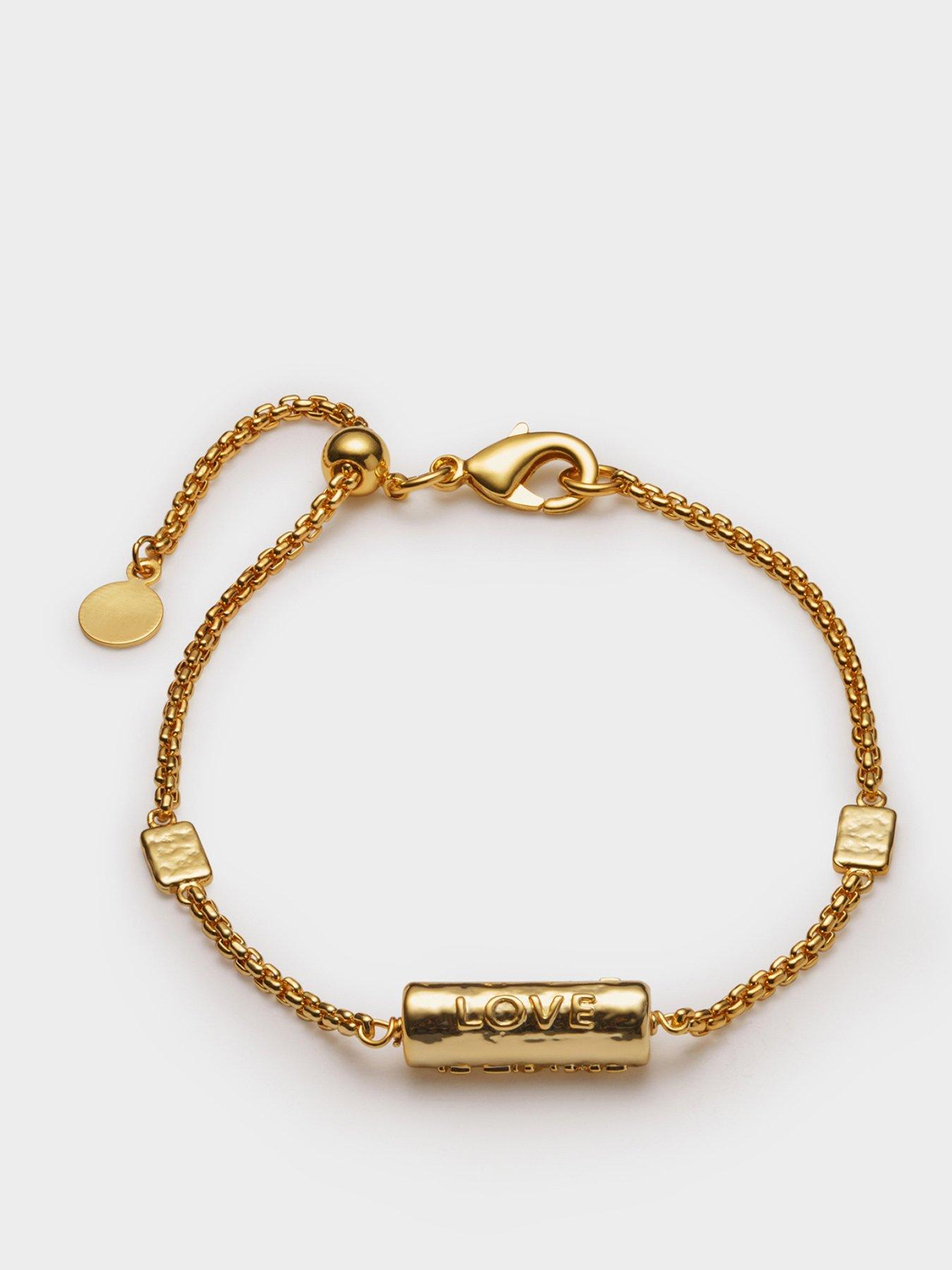 Katie Loxton LOVE LANGUAGE BRACELET , Gold Coated , 18cm + 3cm extender