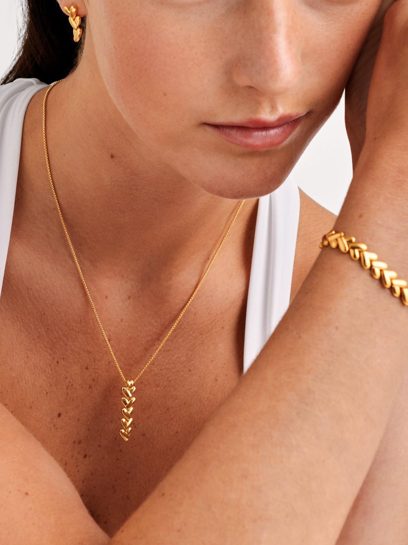 Katie Loxton HEART LINK NECKLACE , Gold Coated , 45cm + 5cm extender
