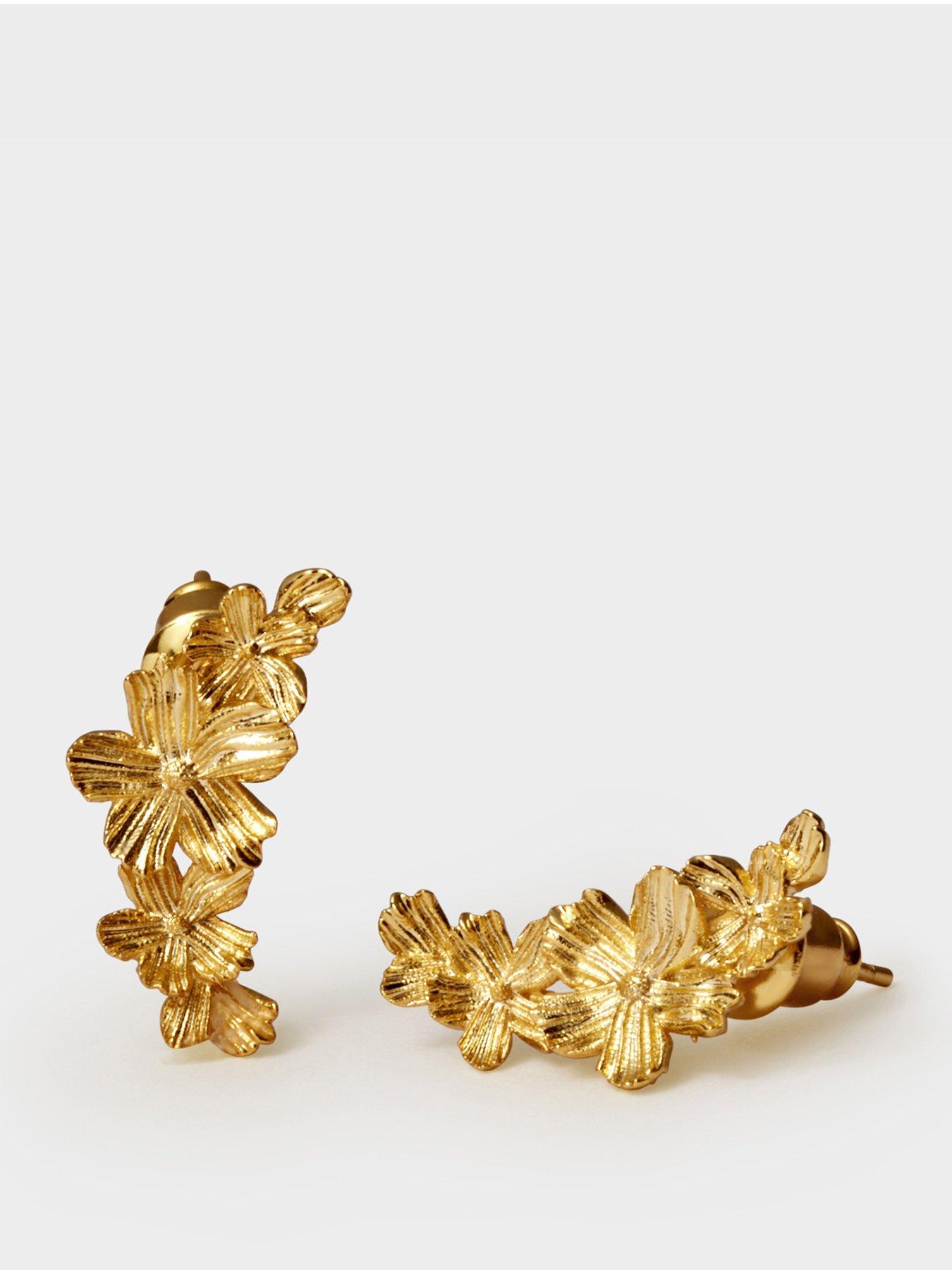 Katie Loxton FLORAMOUR CRAWLER EARRINGS , Gold Coated ,