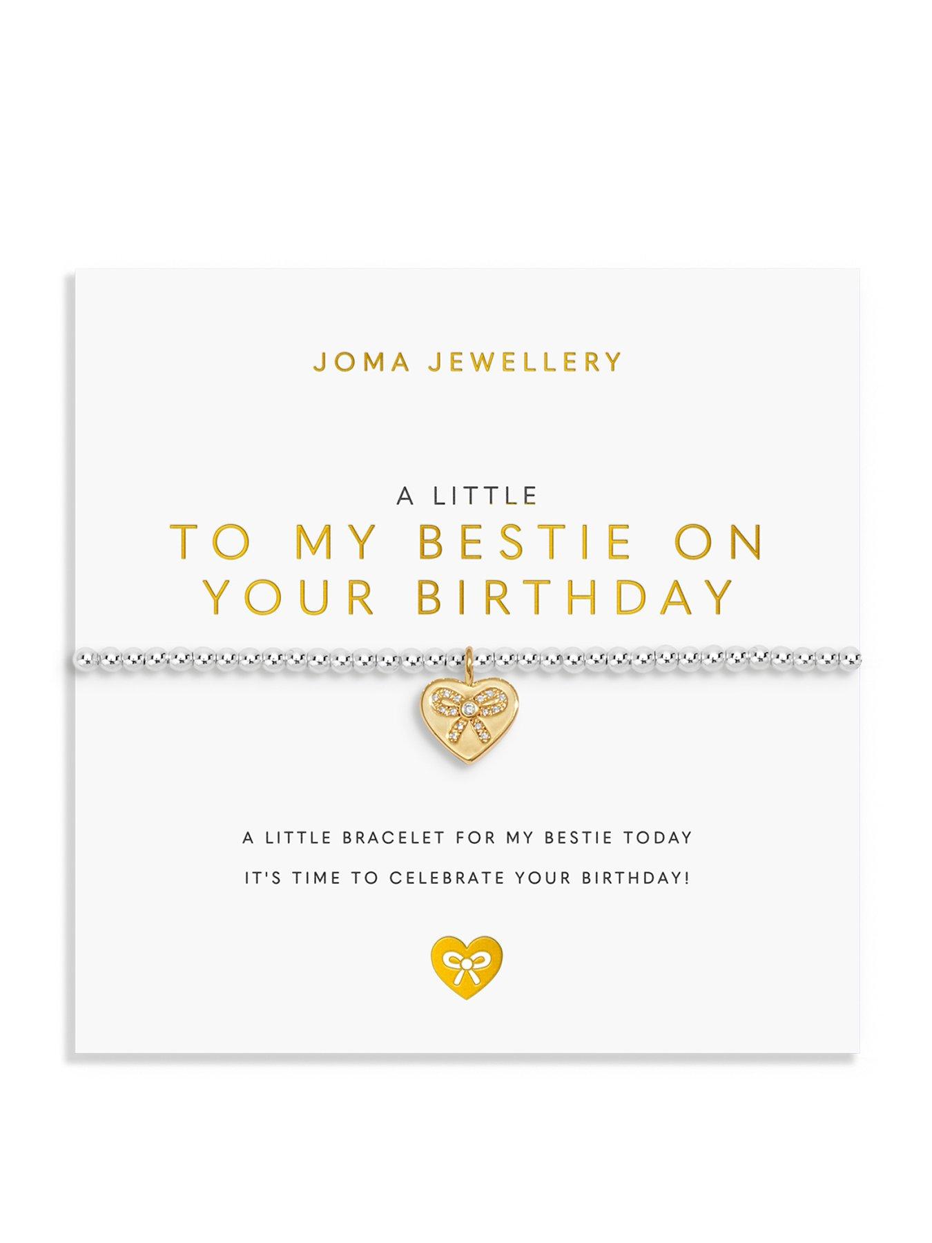 Joma Jewellery A LITTLE , TO MY BESTIE ON YOUR BIRTHDAY , Silver  &  Gold Plated , Bracelet , 17.5cm stretch