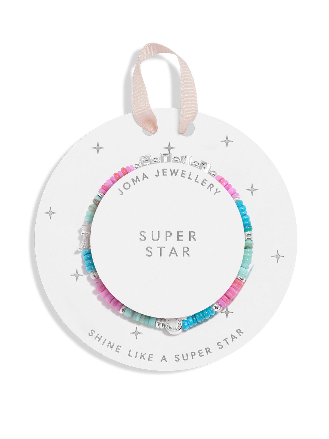 Katie Loxton KIDS' HAPPY LITTLE MOMENTS , SUPERSTAR , Silver Plated , Bracelet , 15.5cm stretch