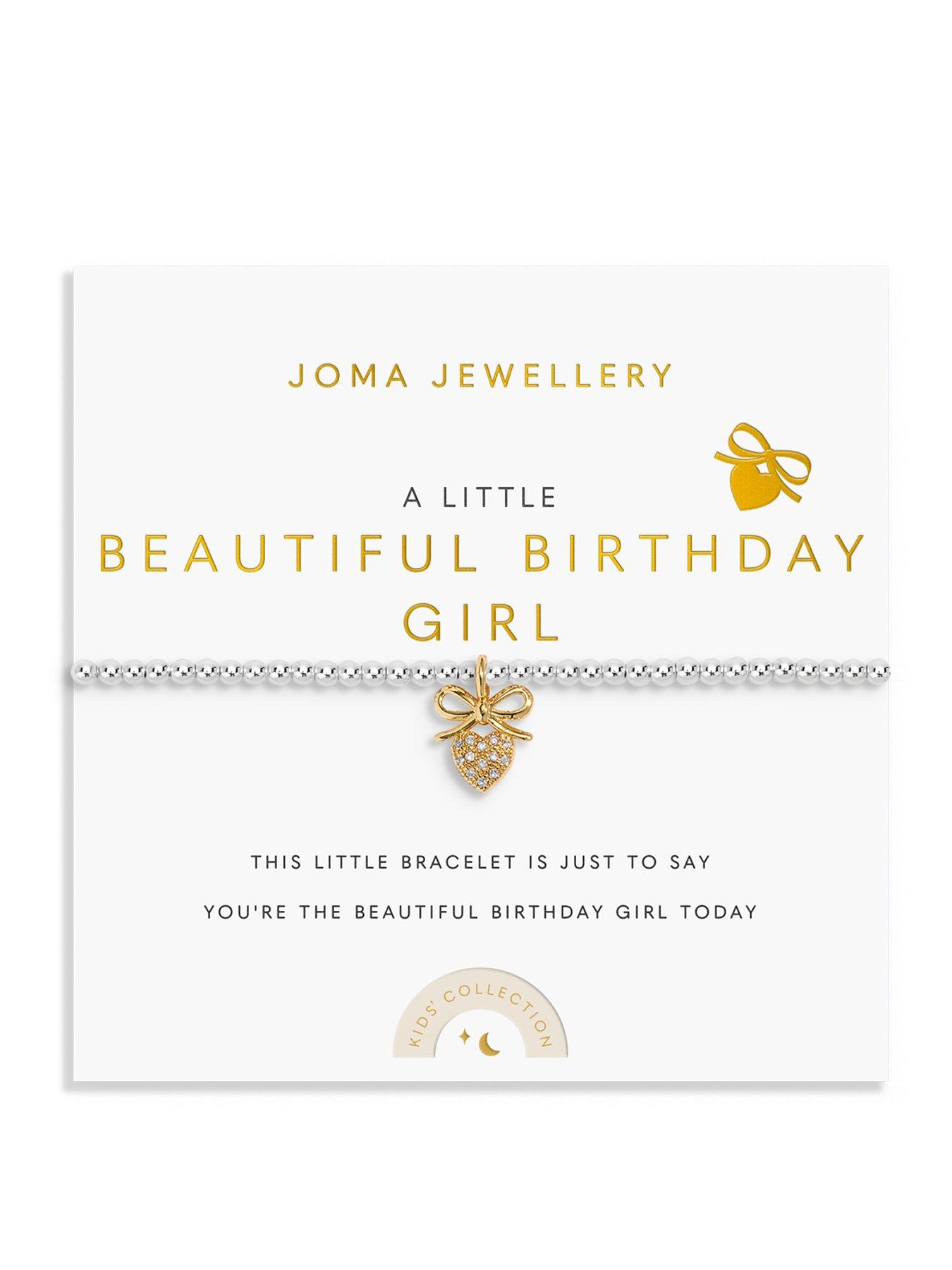 Katie Loxton KIDS' A LITTLE , BEAUTIFUL BIRTHDAY GIRL , Silver & Gold Plated , Bracelet , 15.5cm stretch