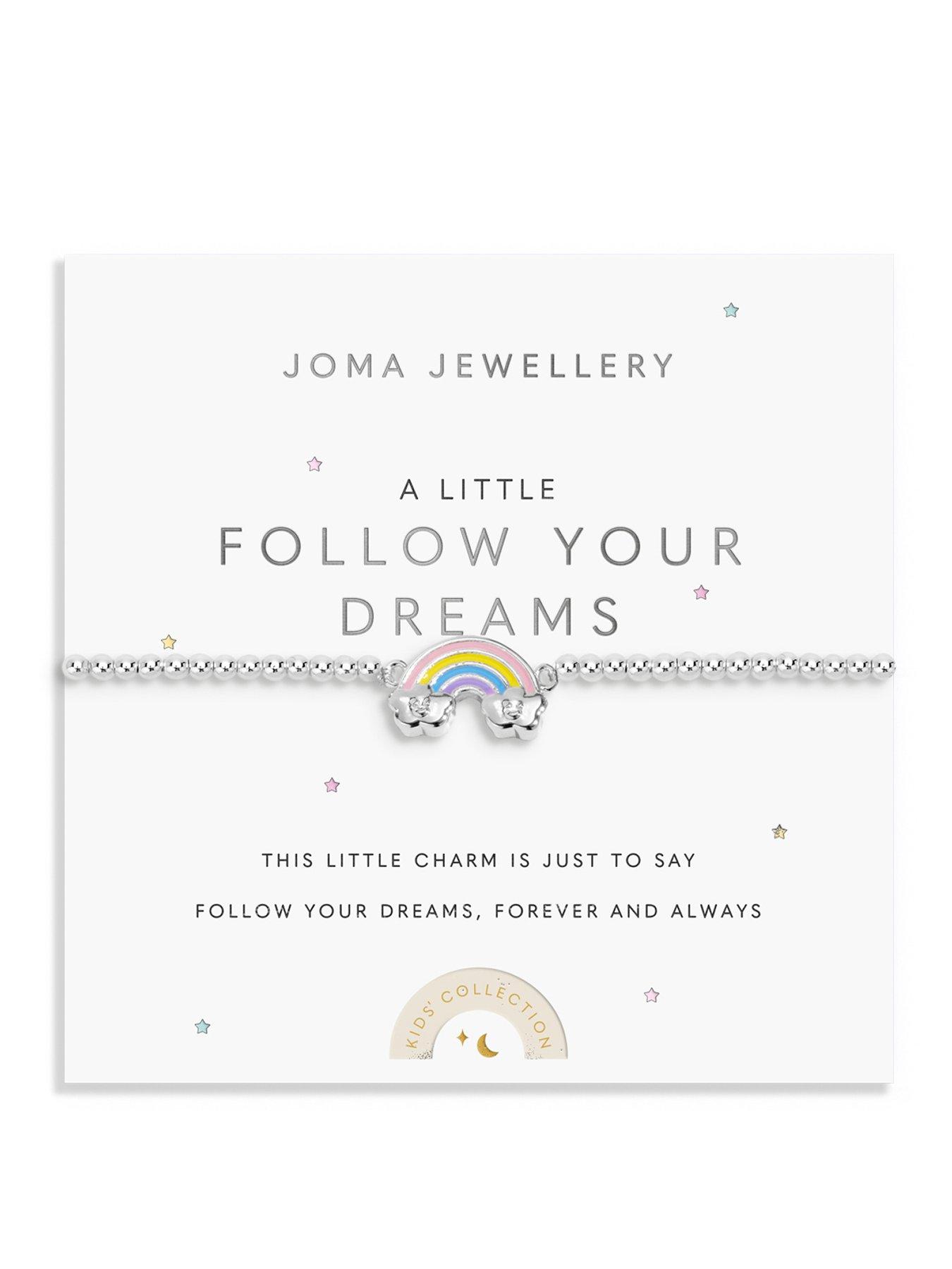 Katie Loxton KIDS' A LITTLE , FOLLOW YOUR DREAMS , Silver Plated , Bracelet , 15.5cm stretch
