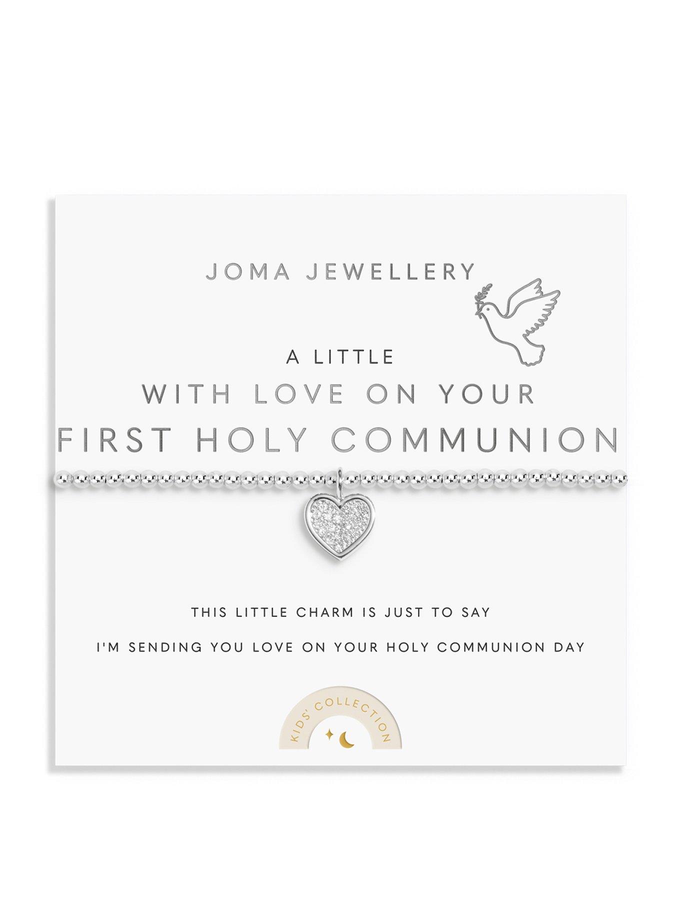 Katie Loxton KIDS' A LITTLE , WITH LOVE ON YOUR FIRST HOLY COMMUNION , Silver Plated , Bracelet , 15.5cm stretch