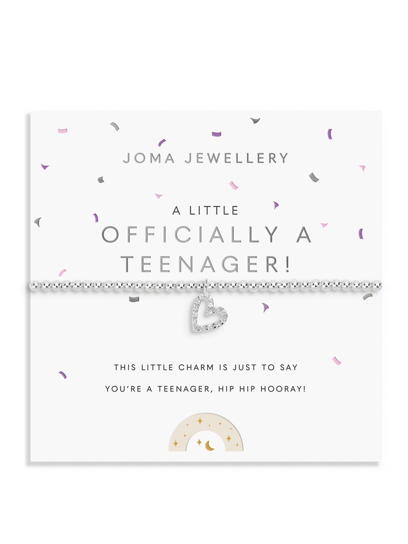 Katie Loxton KIDS' A LITTLE , OFFICIALLY A TEENAGER , Silver Plated , Bracelet , 15.5cm stretch