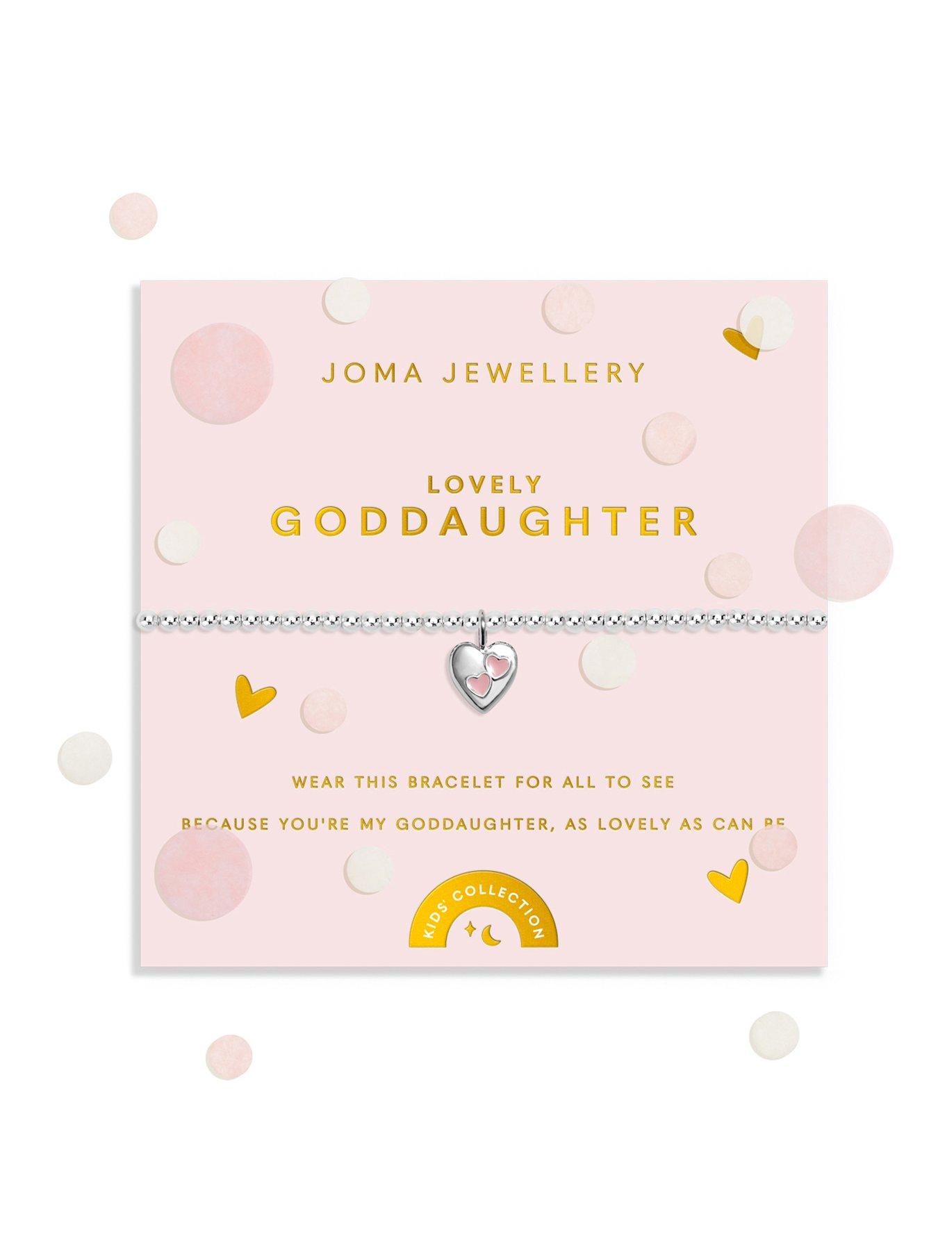 Katie Loxton KIDS' CONFETTI A LITTLE , LOVELY GODDAUGHTER , Silver Plated , Bracelet , 15.5cm stretch
