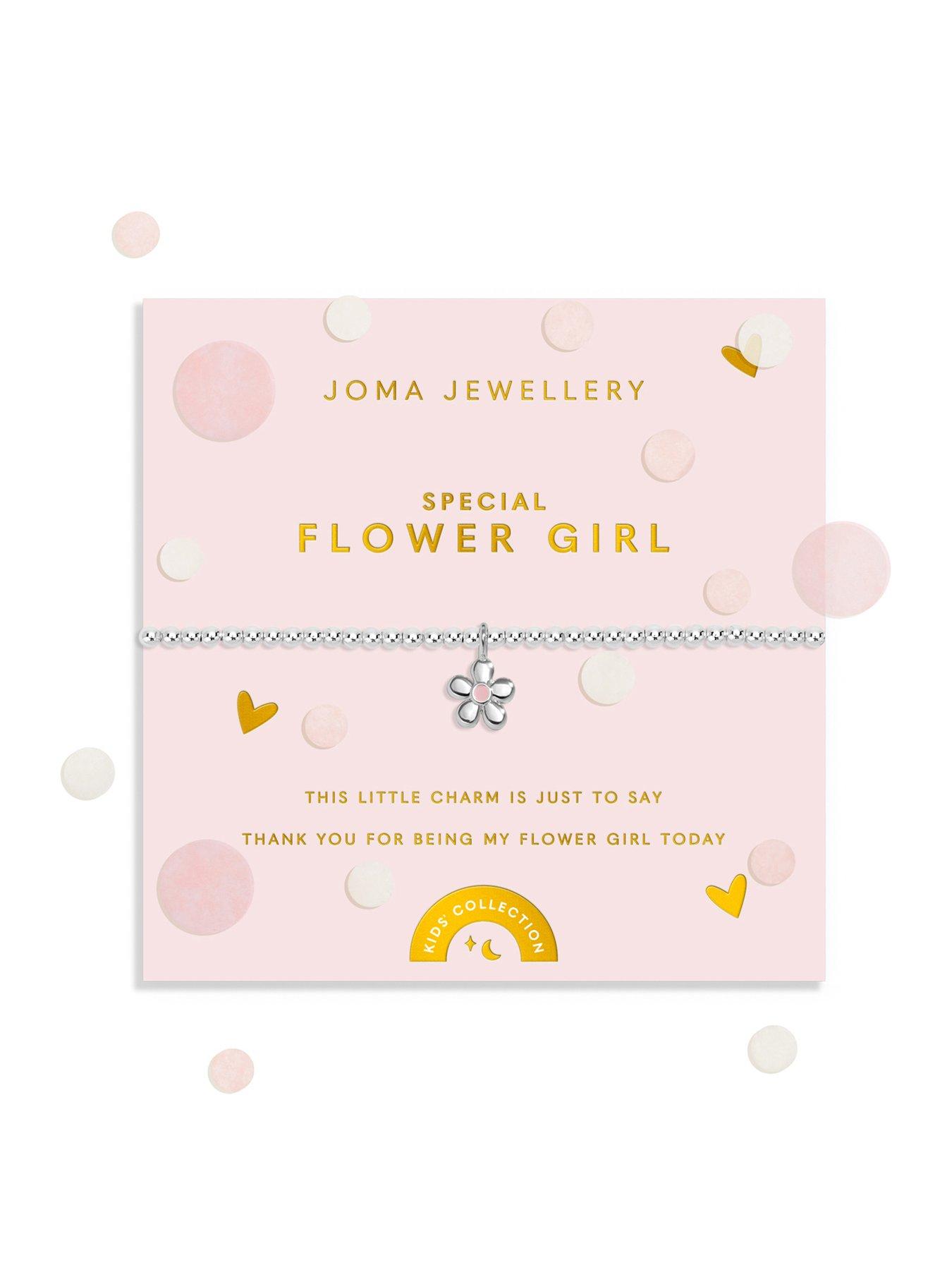 Katie Loxton KIDS' CONFETTI A LITTLE , SPECIAL FLOWER GIRL , Silver Plated , Bracelet , 15.5cm stretch