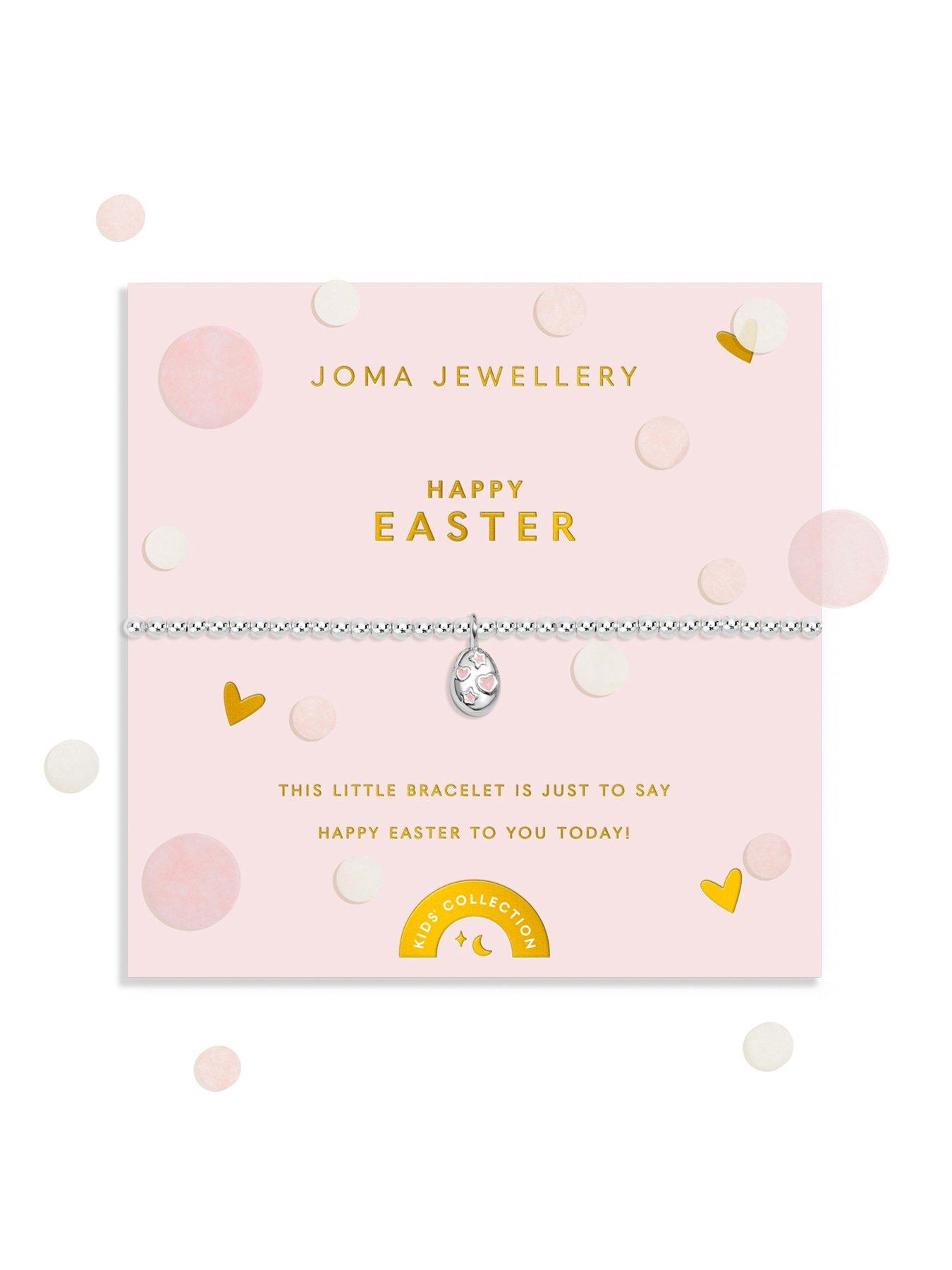 Katie Loxton KIDS' CONFETTI A LITTLE , HAPPY EASTER , Silver Plated , Bracelet , 15.5cm stretch