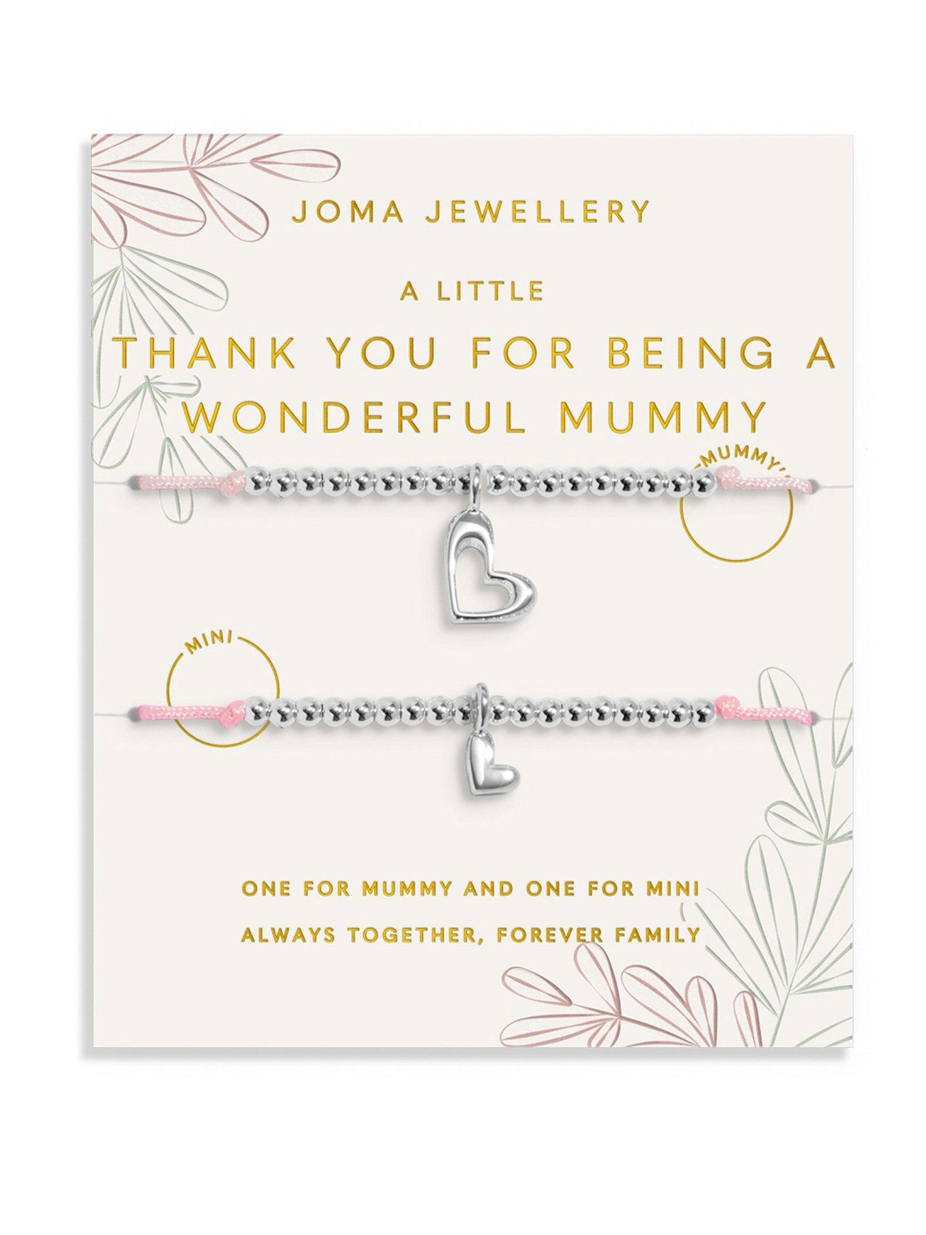 Katie Loxton DUO A LITTLE , THANK YOU FOR BEING A WONDERFUL MUMMY , Silver Plated , Two Bracelets , 24.5cm adjustable & 22.5cm adjustable