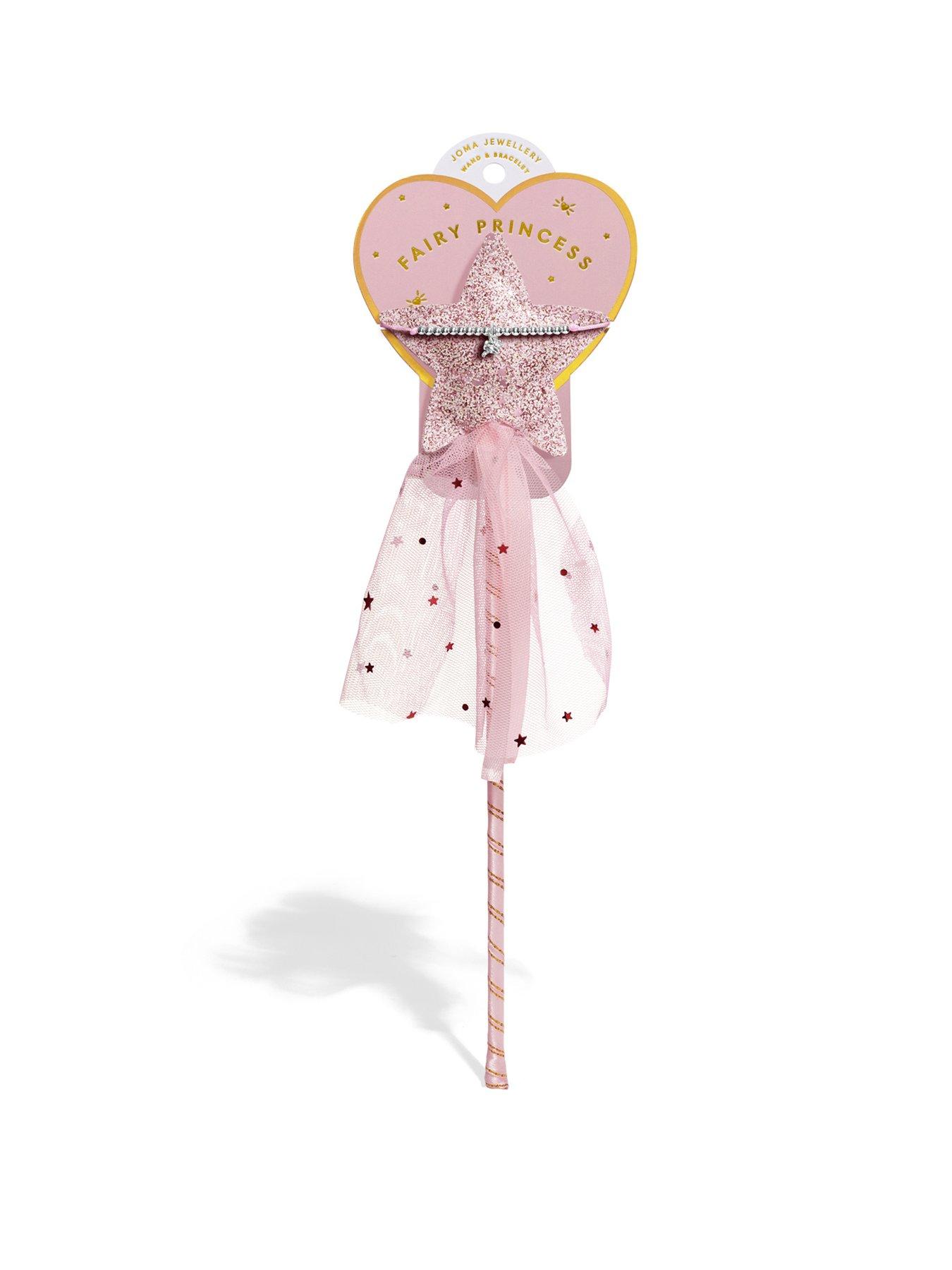Katie Loxton KIDS' WAND GIFT SET , FAIRY PRINCESS , Silver Plated , Bracelet , 22.5cm adjustable