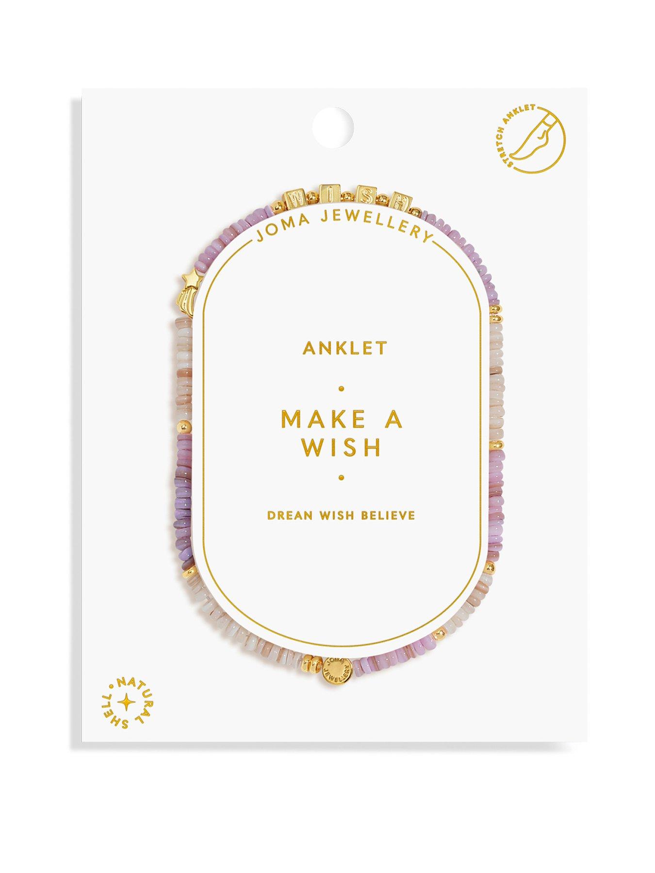 Joma Jewellery HAPPY LITTLE MOMENTS ANKLET , MAKE A WISH , Gold Plated , Anklet , 23cm stretch