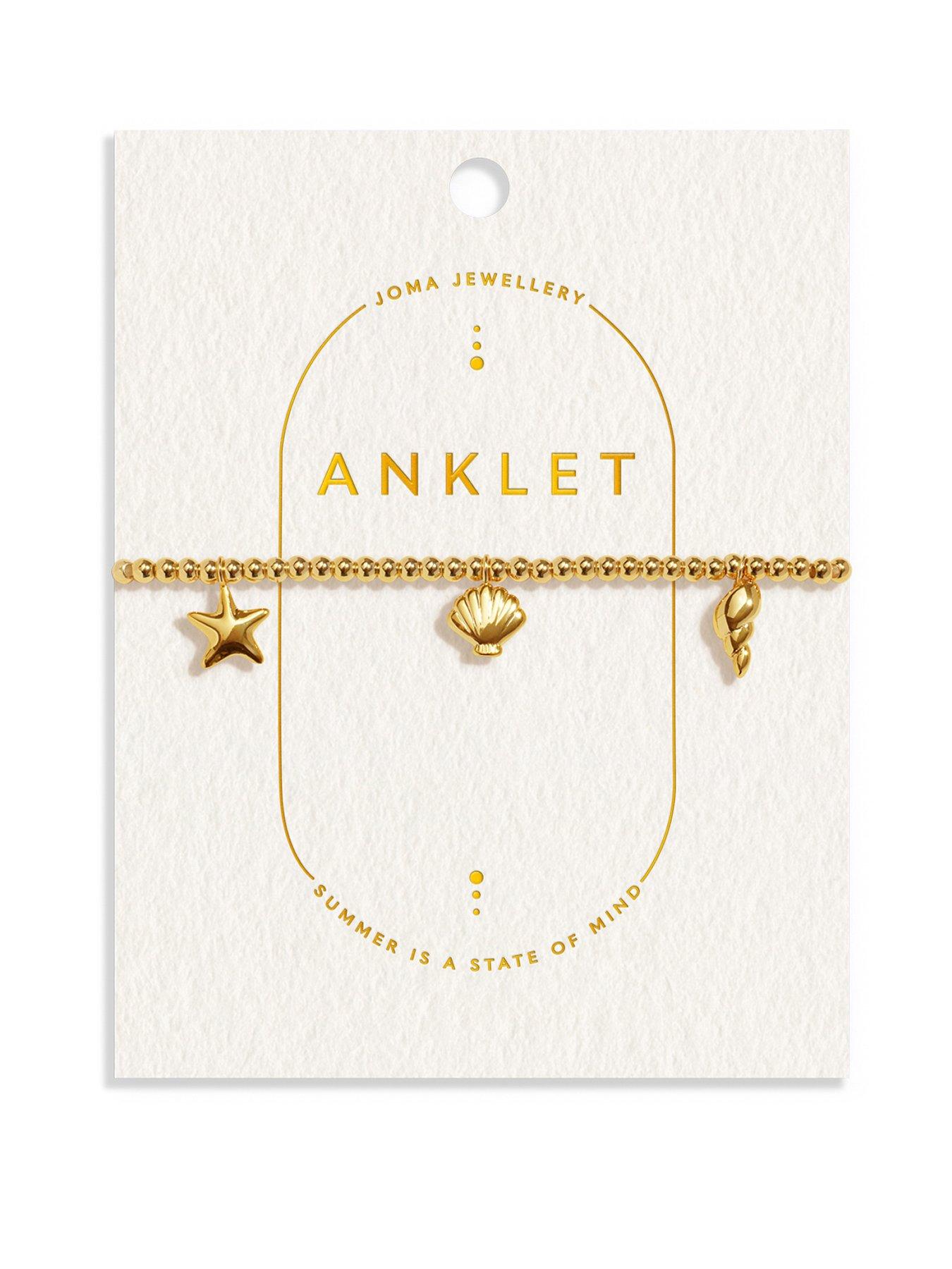 Joma Jewellery ANKLET , SHELL CHARMS , Gold Plated , Anklet , 23cm stretch