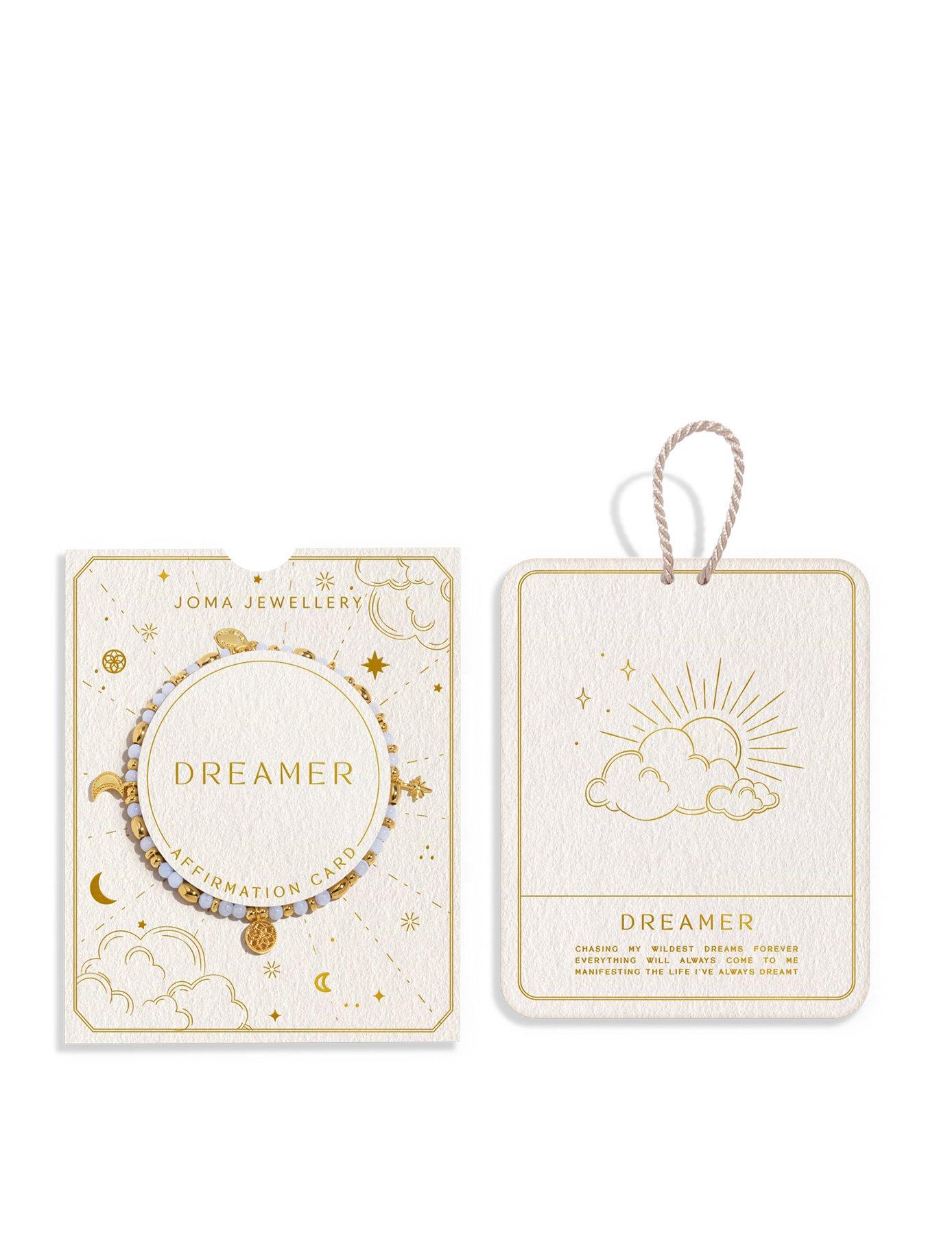 Joma Jewellery AFFIRMATION CARD , DREAMER , Gold Plated , Bracelet , 17.5cm stretch