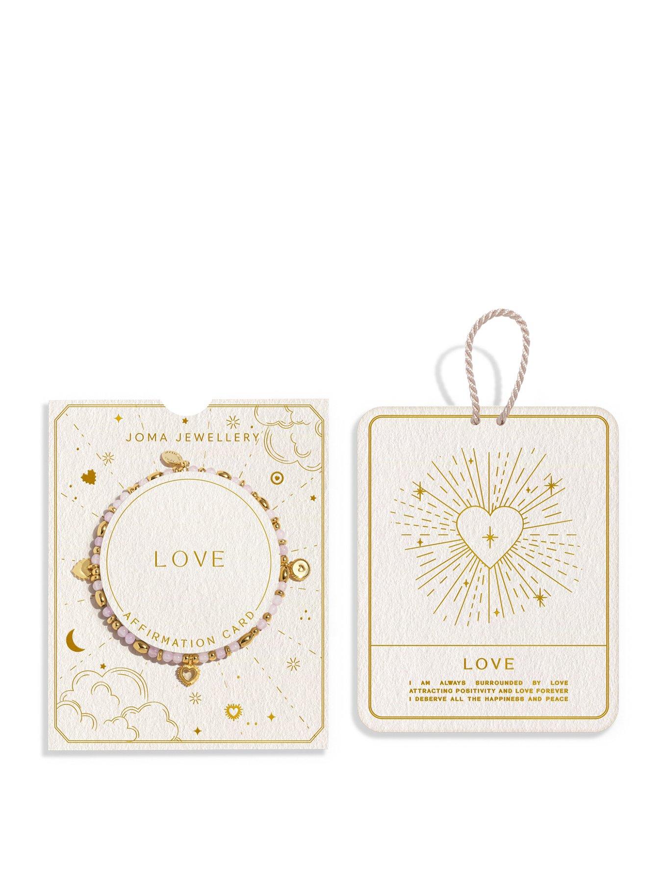 Joma Jewellery AFFIRMATION CARD , LOVE , Gold Plated , Bracelet , 17.5cm stretch