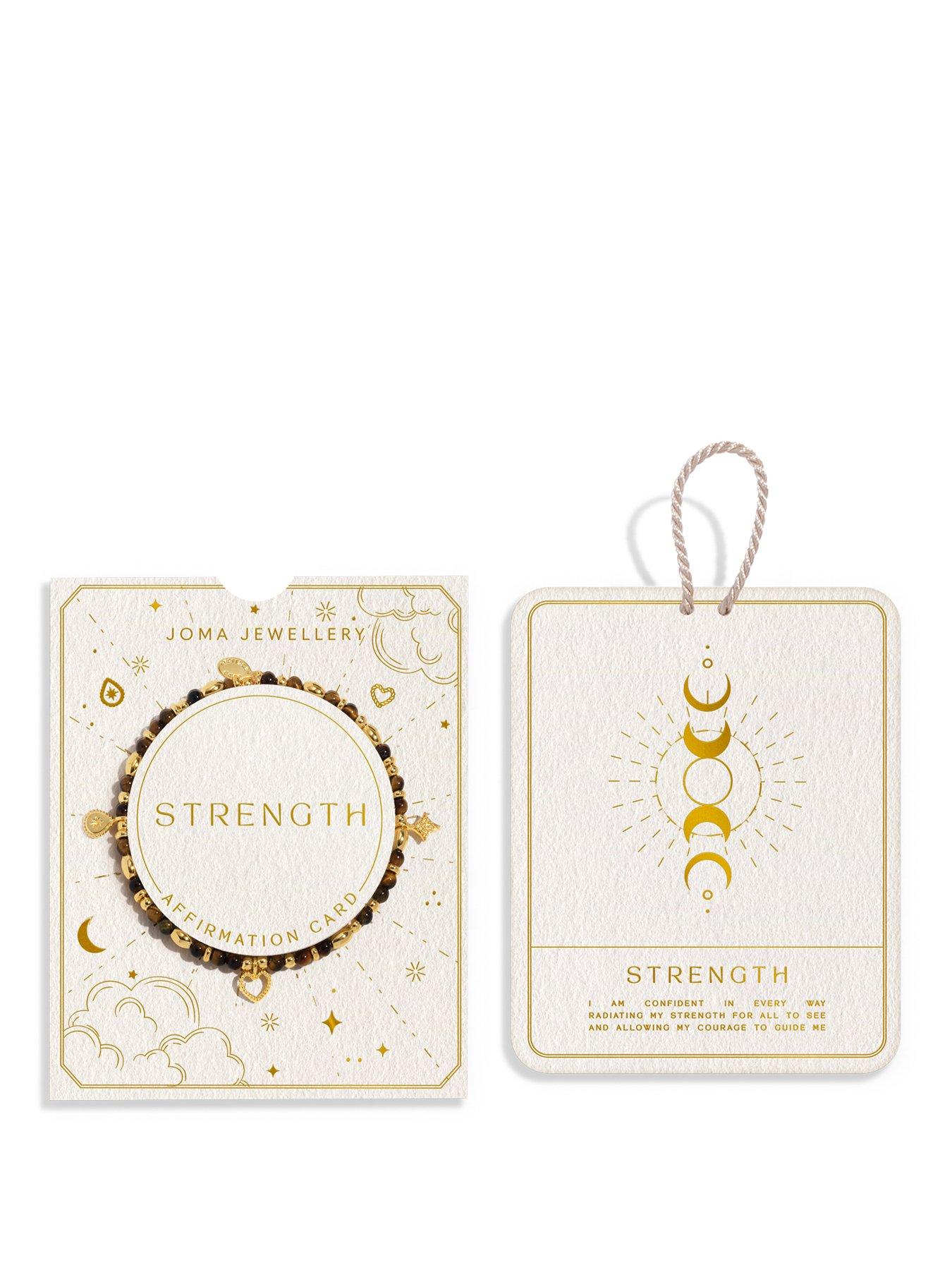 Joma Jewellery AFFIRMATION CARD , STRENGTH , Gold Plated , Bracelet , 17.5cm stretch
