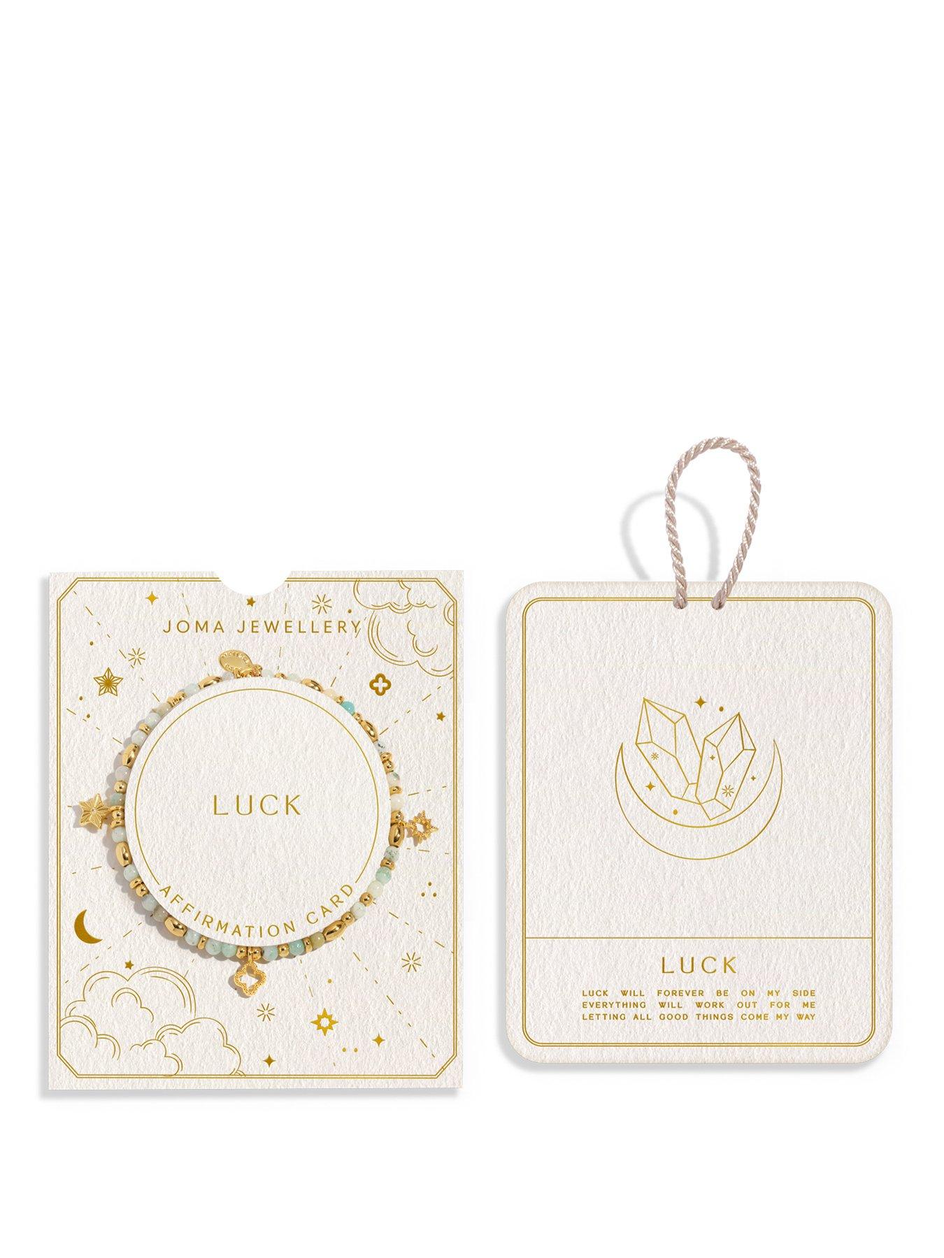 Joma Jewellery AFFIRMATION CARD , LUCK , Gold Plated , Bracelet , 17.5cm stretch