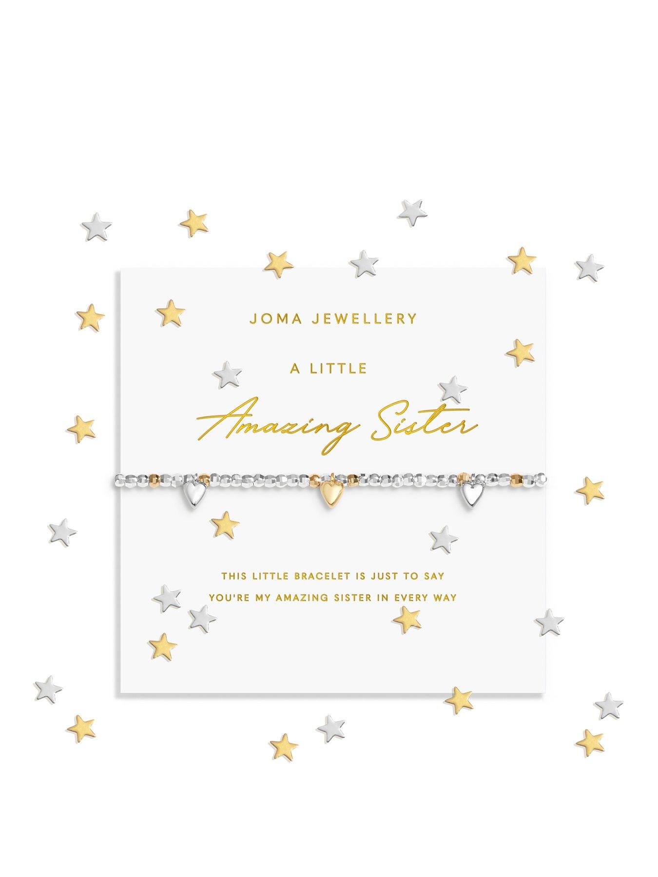 Joma Jewellery SPARKLE CONFETTI A LITTLE , AMAZING SISTER , Silver & Gold Plated , Bracelet , 17.5cm stretch