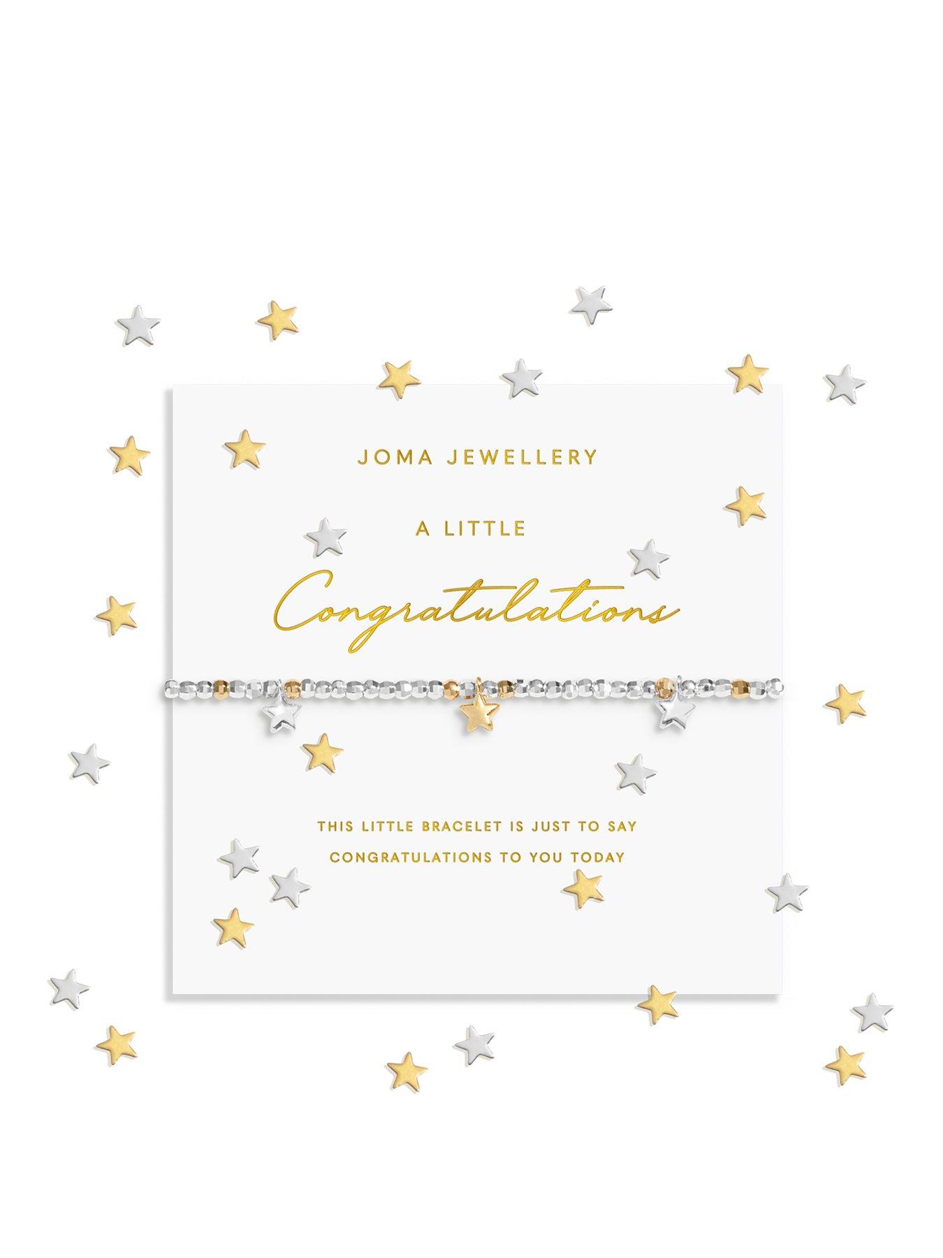 Joma Jewellery SPARKLE CONFETTI A LITTLE , CONGRATULATIONS , Silver & Gold Plated , Bracelet , 17.5cm stretch