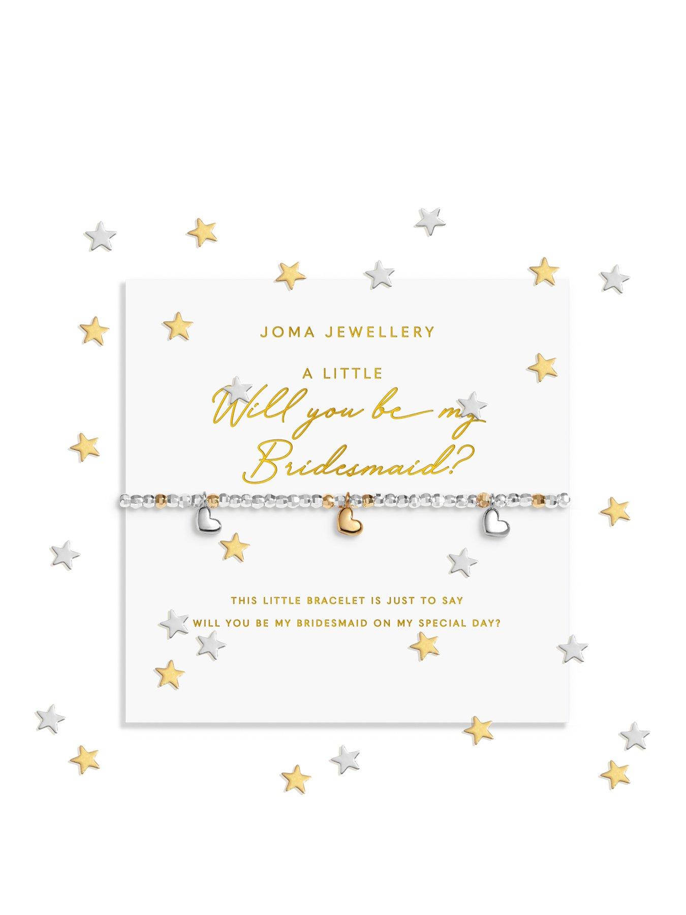 Katie Loxton SPARKLE CONFETTI A LITTLE , WILL YOU BE MY BRIDESMAID , Silver & Gold Plated , Bracelet , 17.5cm stretch