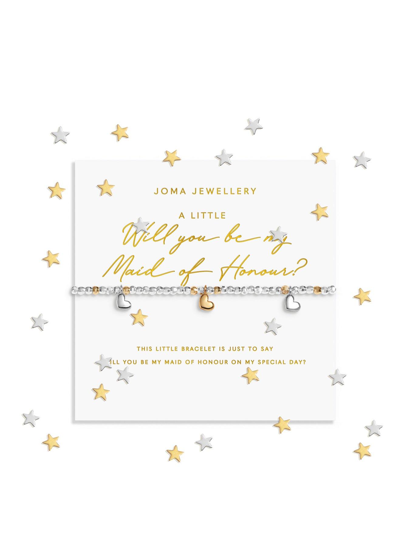 Joma Jewellery SPARKLE CONFETTI A LITTLE , WILL YOU BE MY MAID OF HONOUR , Silver & Gold Plated , Bracelet , 17.5cm stretch