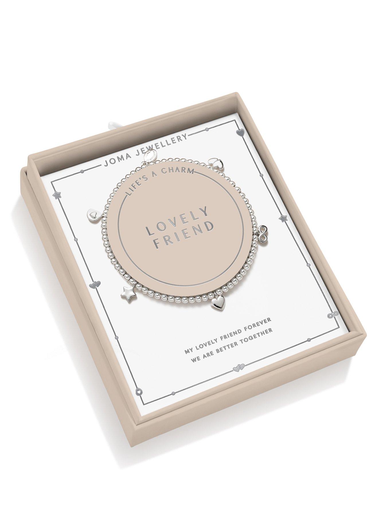 Joma Jewellery LIFE'S A CHARM , LOVELY FRIEND , Silver Plated , Bracelet , 17.5cm stretch