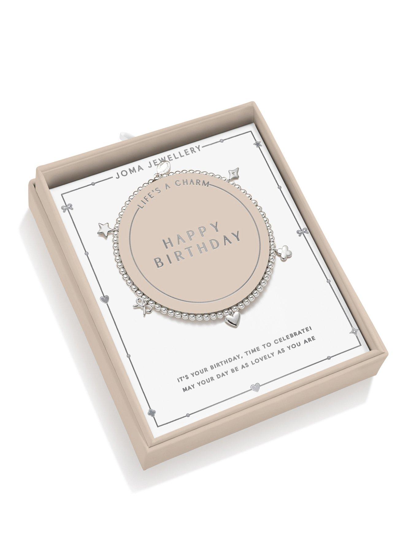 Joma Jewellery LIFE'S A CHARM , HAPPY BIRTHDAY , Silver Plated , Bracelet , 17.5cm stretch