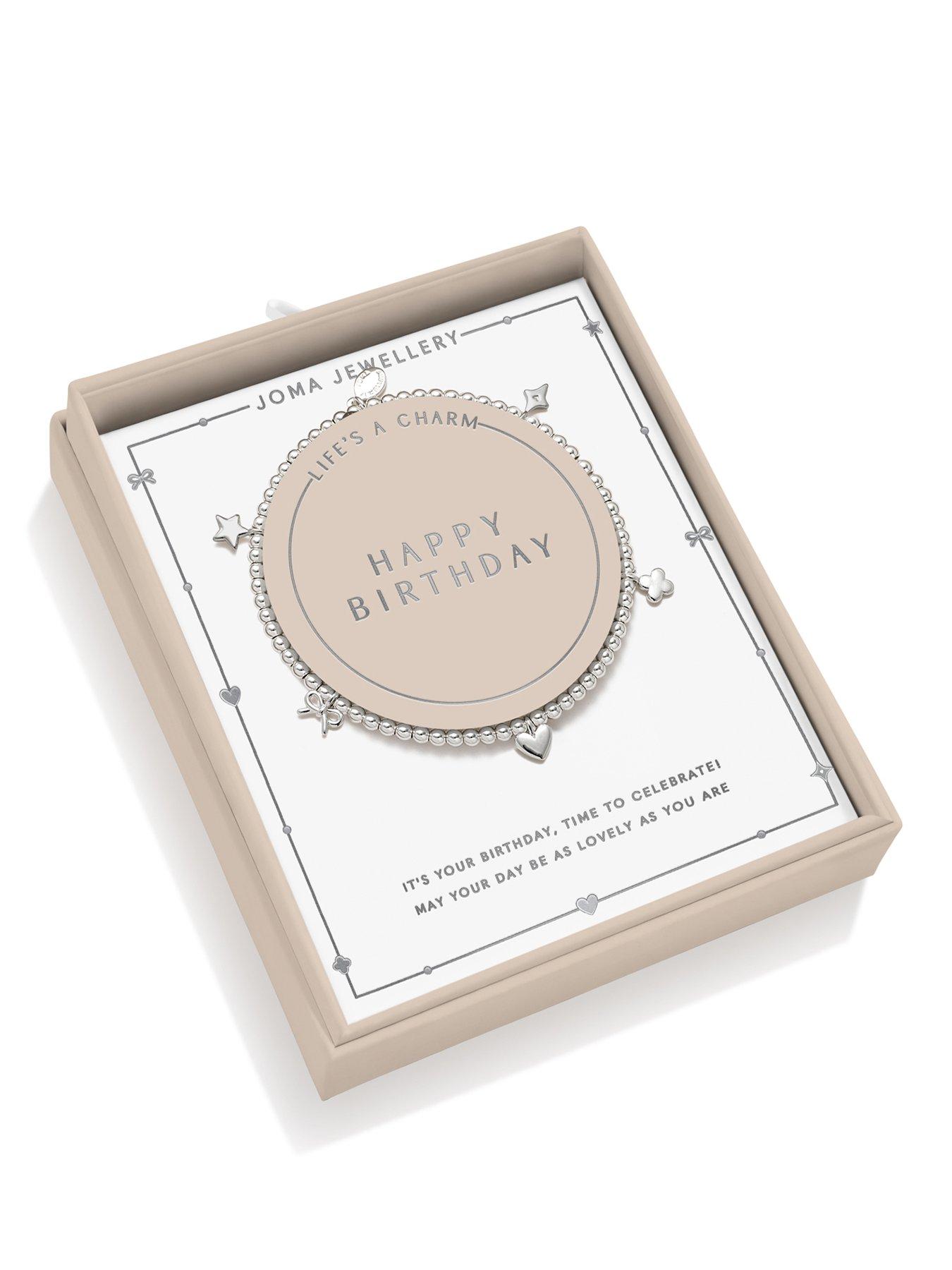 Katie Loxton LIFE'S A CHARM , HAPPY BIRTHDAY , Silver Plated , Bracelet , 17.5cm stretch