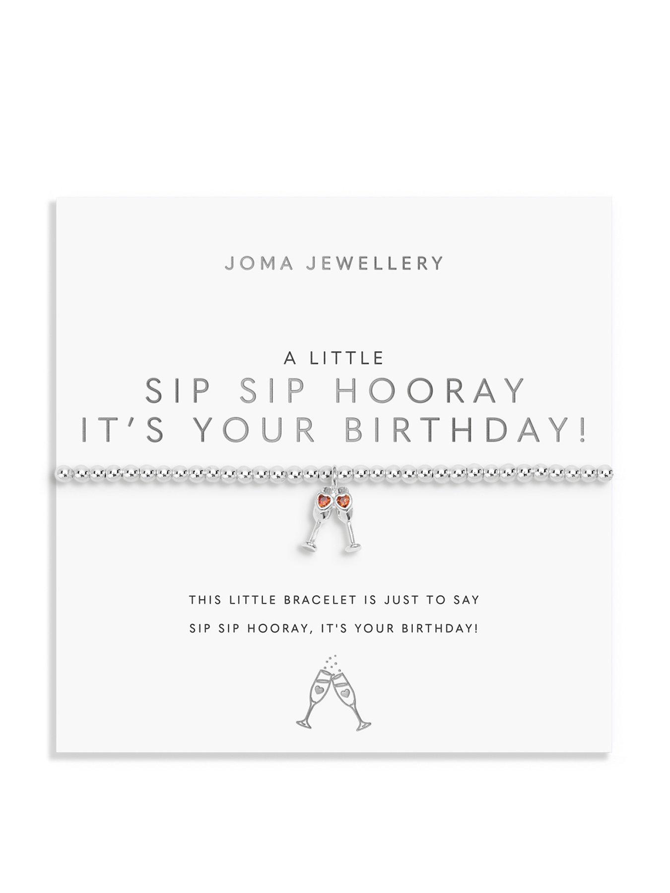 Joma Jewellery A LITTLE , SIP SIP HOORAY IT'S YOUR BIRTHDAY! , Silver Plated , Bracelet , 17.5cm stretch