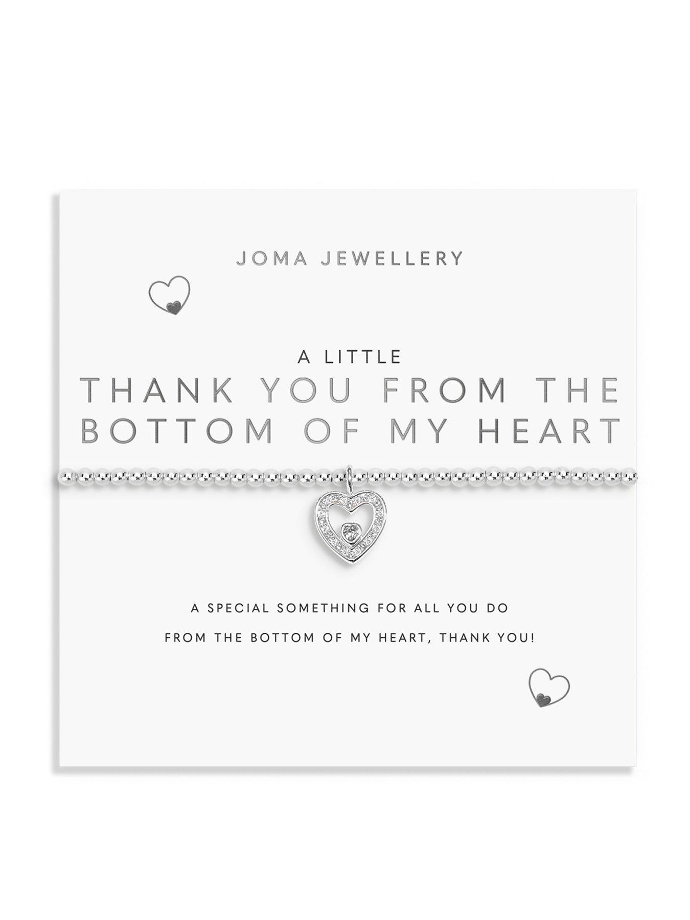 Joma Jewellery A LITTLE , THANK YOU FROM THE BOTTOM OF MY HEART , Silver Plated , Bracelet , 17.5cm stretch