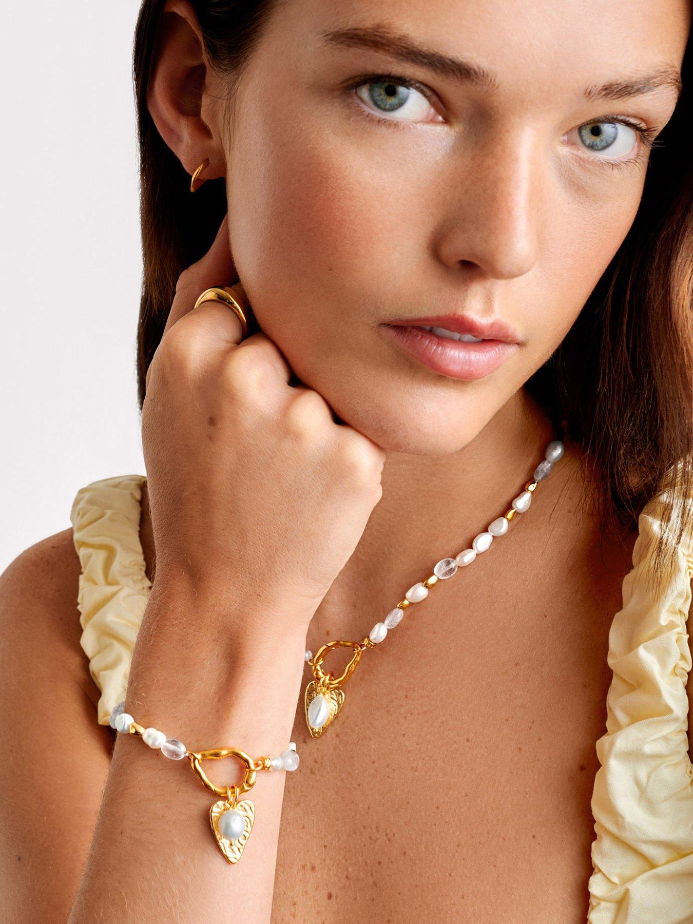 Katie Loxton PEARLA SOLESI NECKLACE , Gold Coated , 42cm