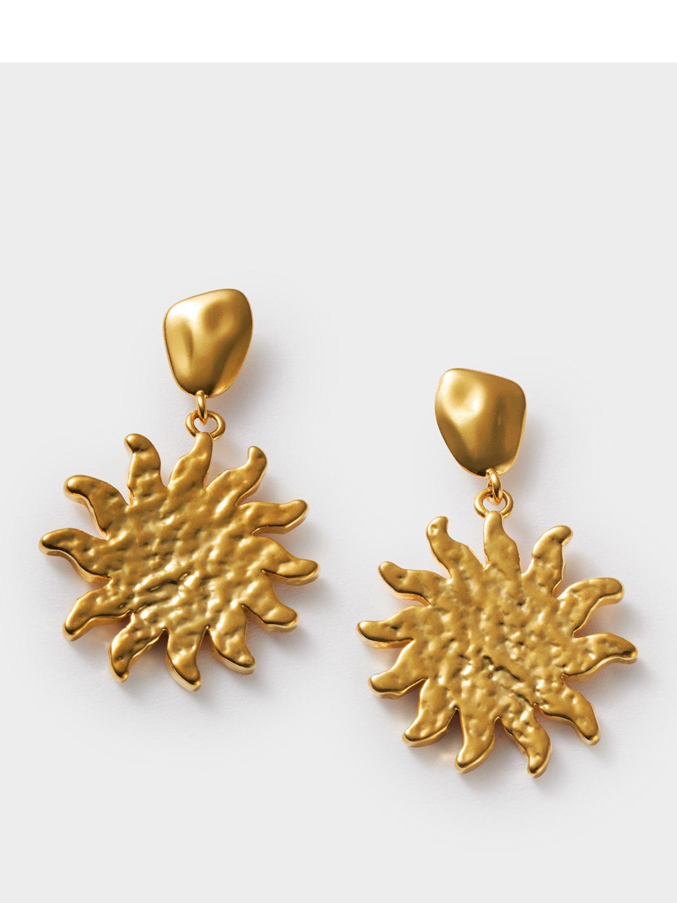 Katie Loxton SOLESI SUN EARRINGS , Gold Coated , 2.6cm x 1.8cm x 0.2cm