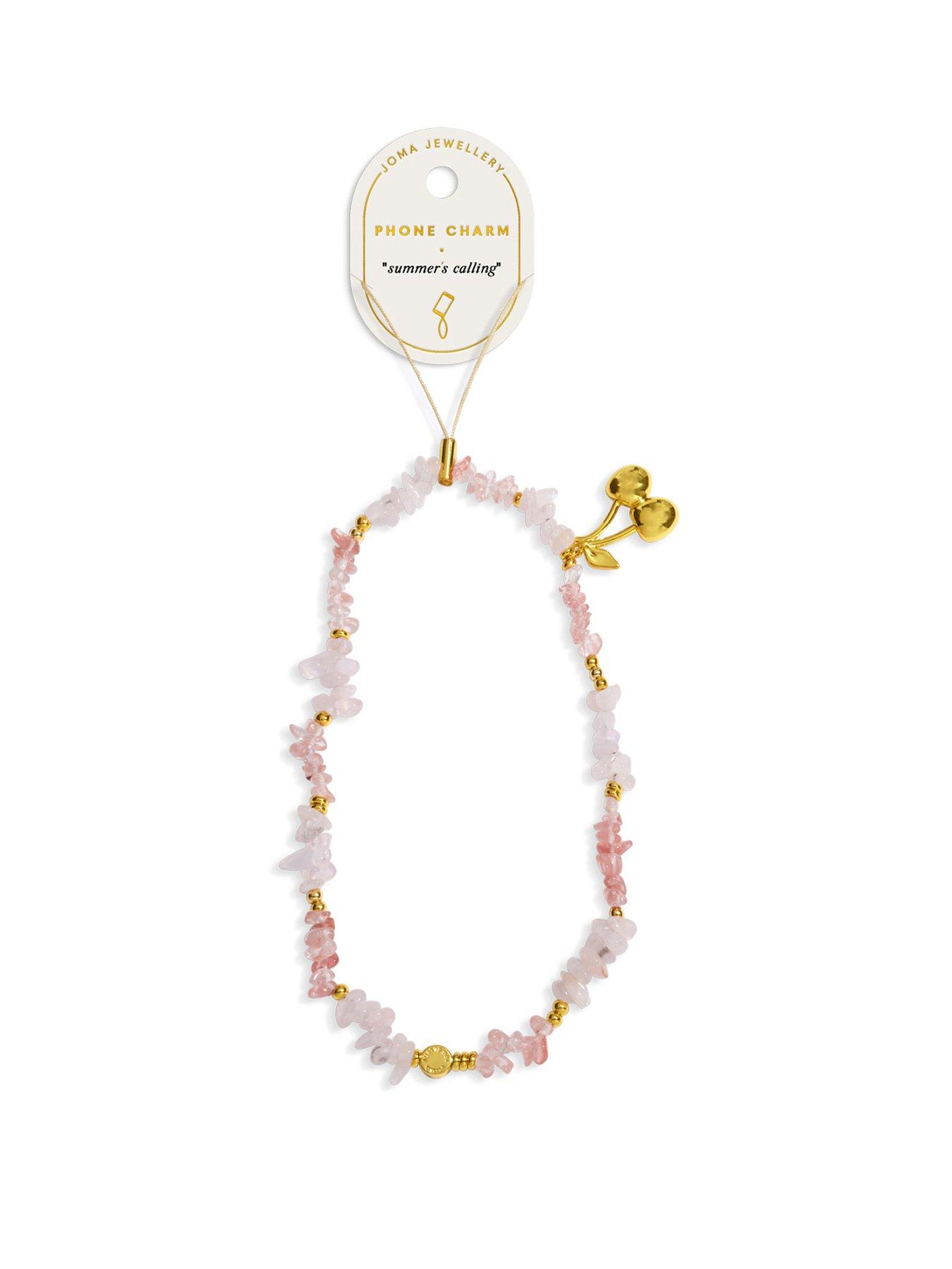 Joma Jewellery PHONE CHARM , CHERRY , Gold Plated , Phone Charm , 30.5cm + 10cm loop