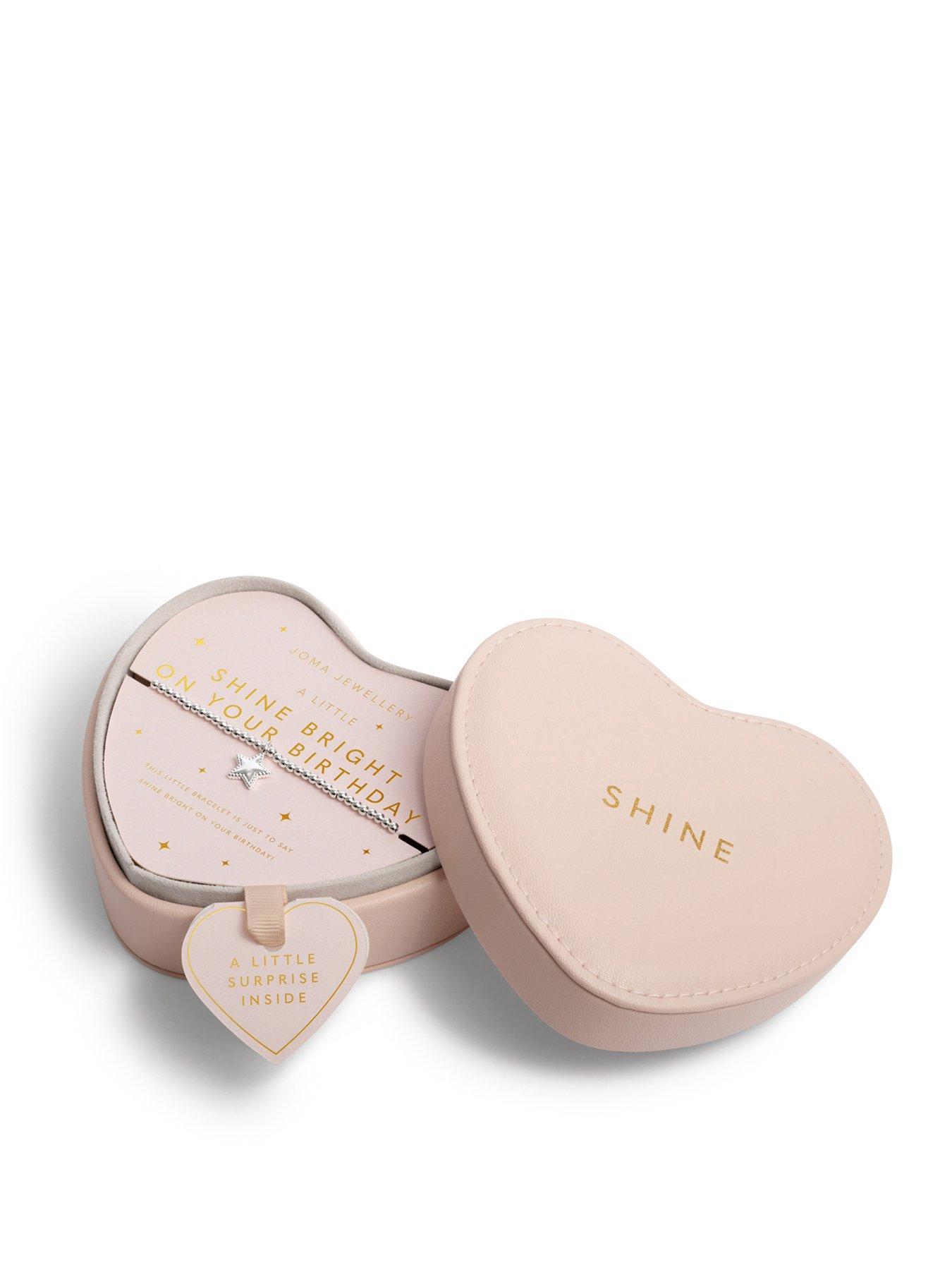 Joma Jewellery HEART JEWELLERY BOX , SHINE BRIGHT ON YOUR BIRTHDAY , Silver Plated , Bracelet , 17.5cm stretch