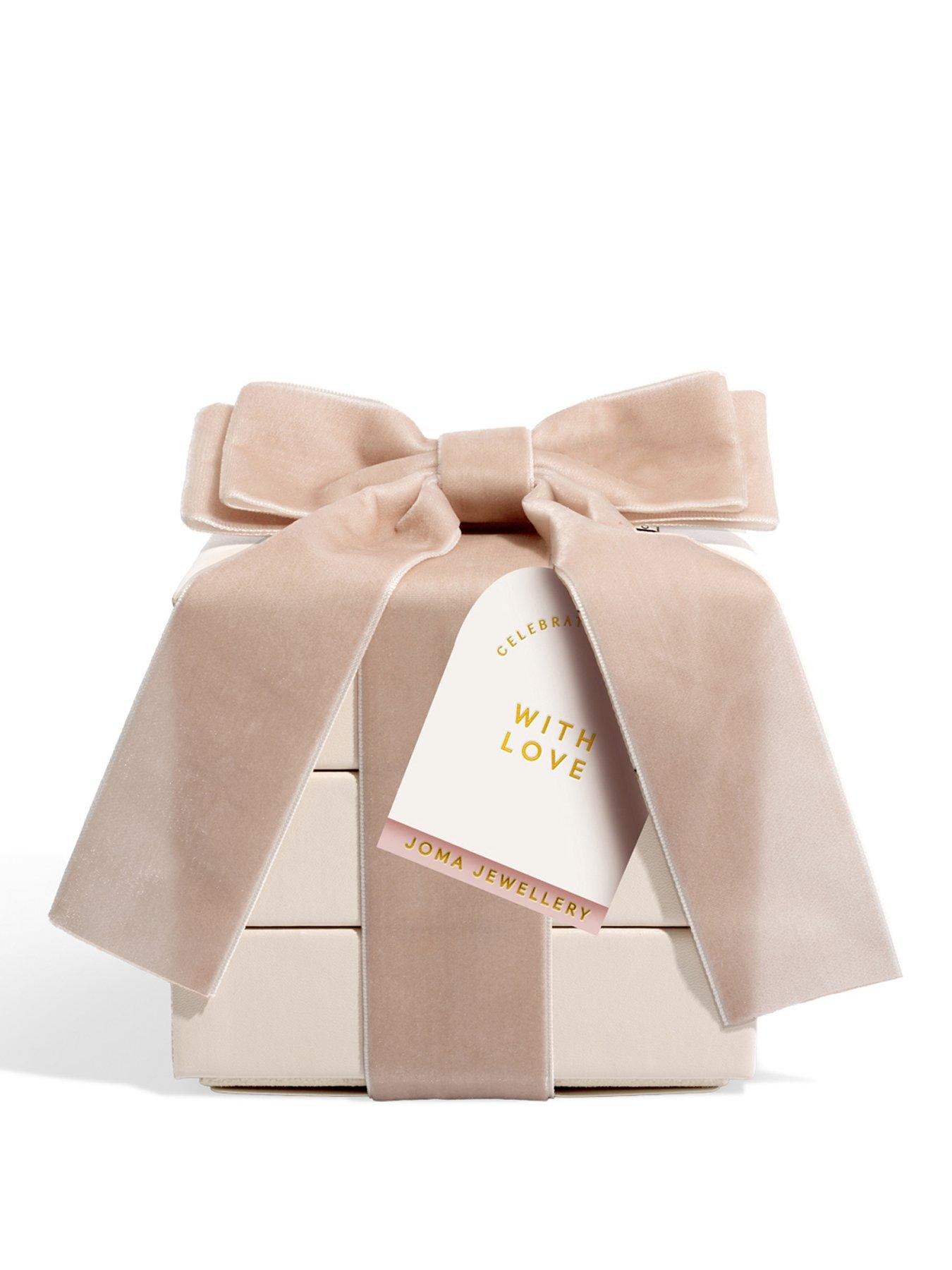 Joma Jewellery CELEBRATION STACK GIFT SET , WITH LOVE , Bracelet, Necklace & Earrings , 17.5cm stretch & 46cm + extender