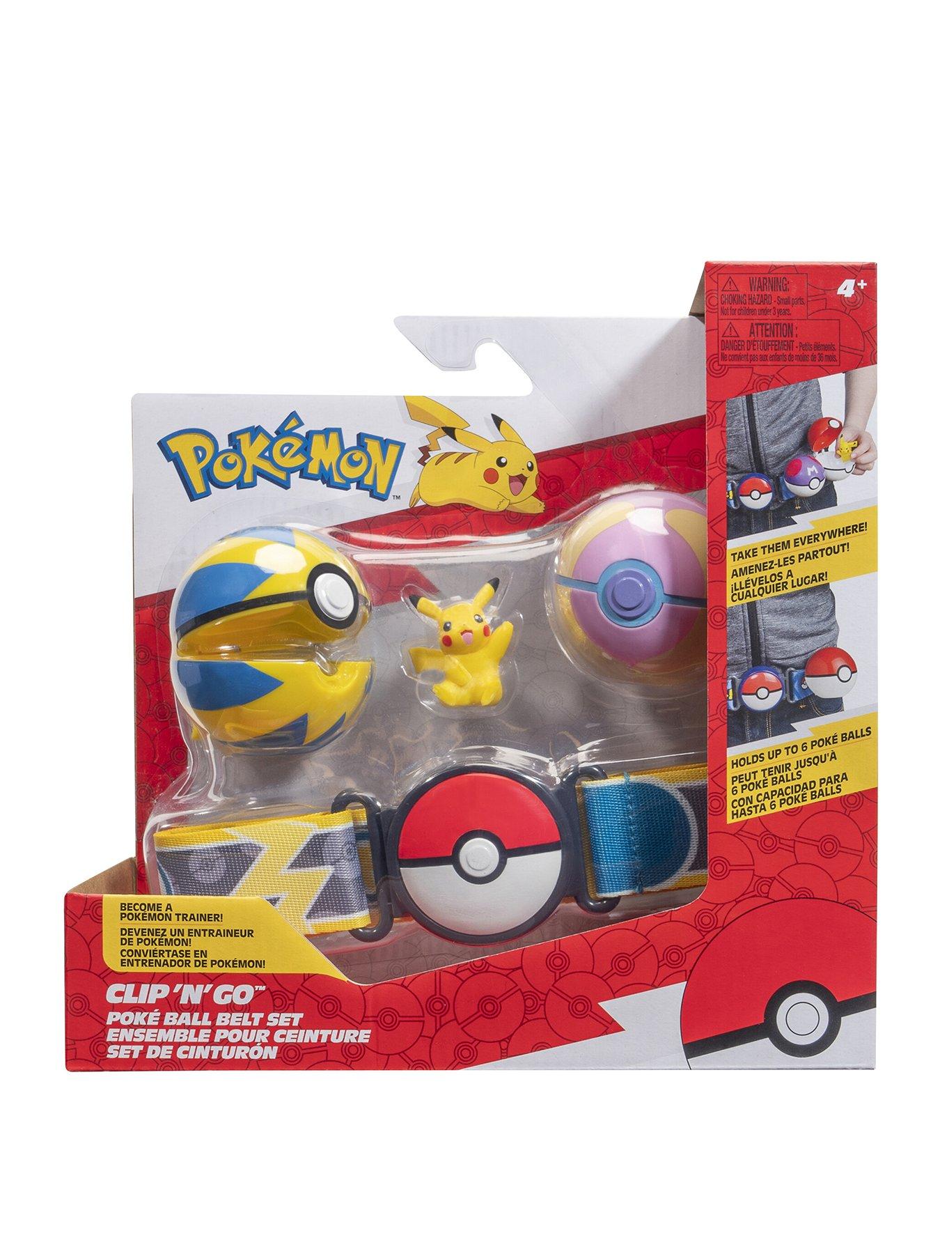 Pokemon Pikachu Clip 'N' Go Belt Set - Includes Themed Belt and 2-Inch Pikachu Battle Figure with Heal Ball and Quick Ball Accessories