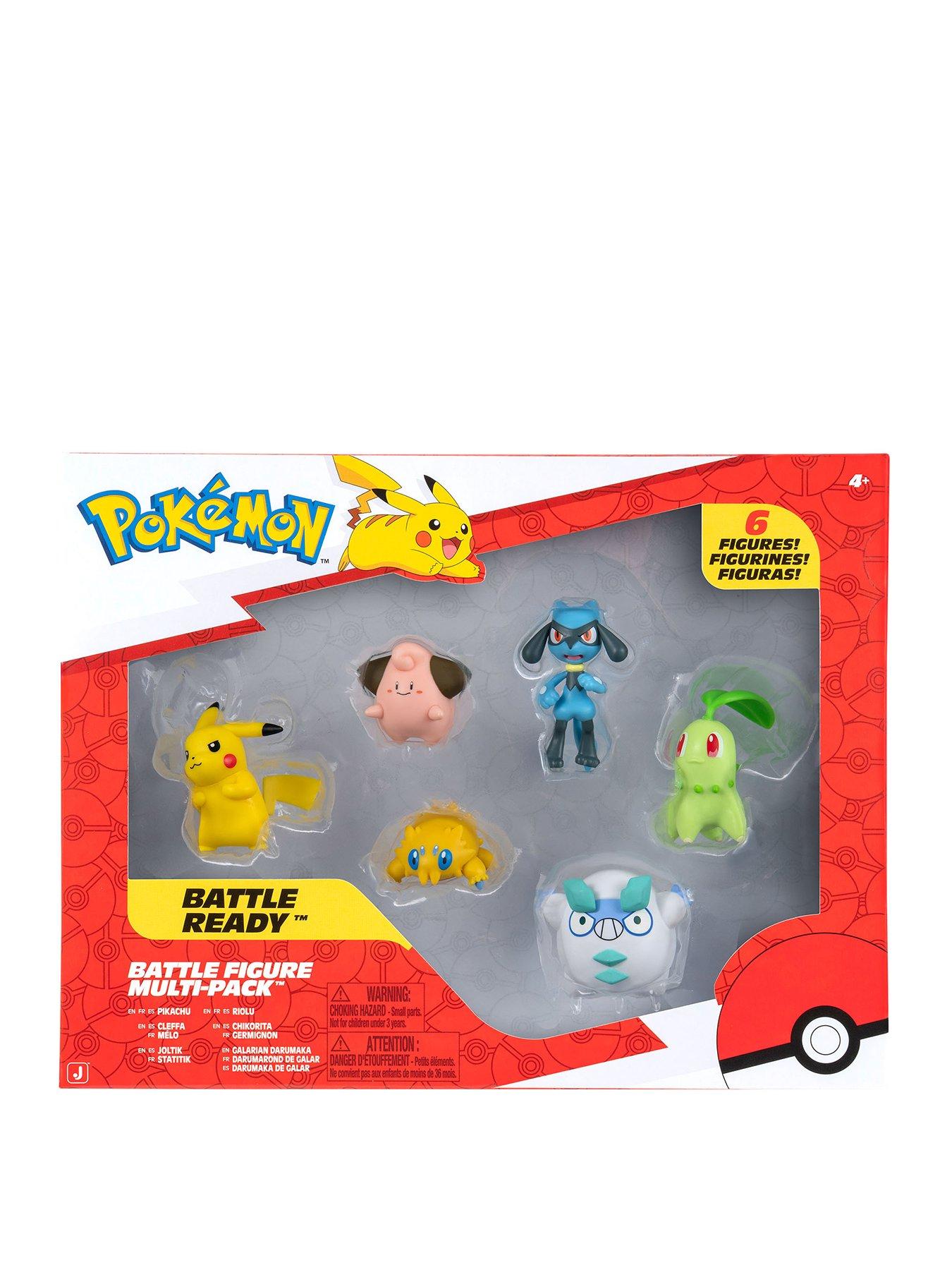 Image 1 of 8 of Pokemon Battle Figure 6 Pack - Features 2-Inch Pikachu, Joltik, Galarian Darumaka, Riolu, Chikorita and Cleffa Battle Figures