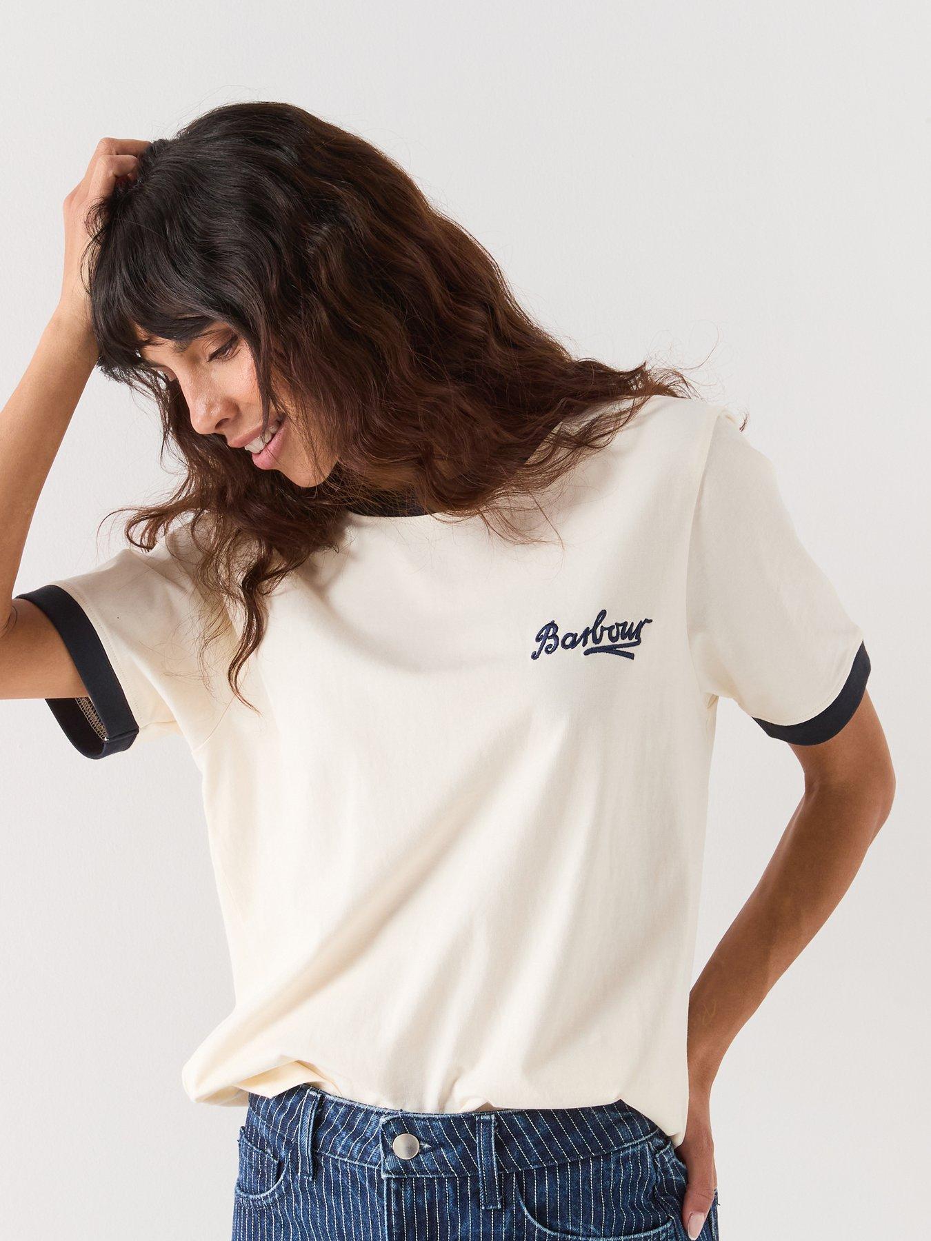 Barbour Madeline T-Shirt, White, Size 10, Women