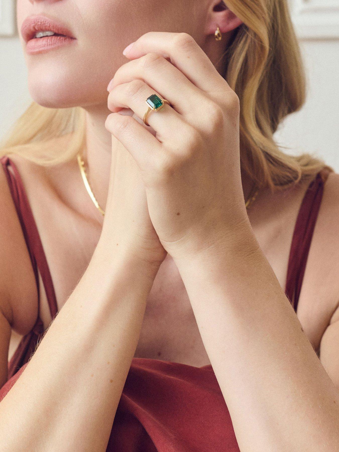 created-brilliance-jane-9ct-yellow-gold-created-emerald-solitaire-ring