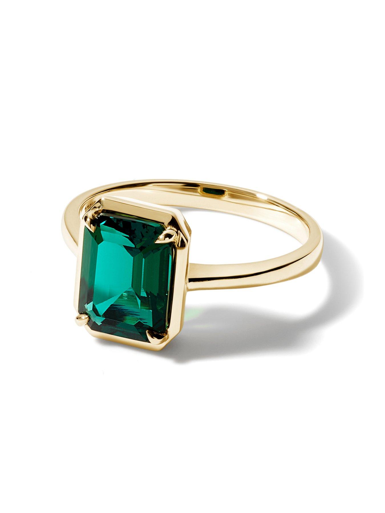 Image 2 of 7 of Created Brilliance Jane 9ct Yellow Gold Created Emerald Solitaire Ring
