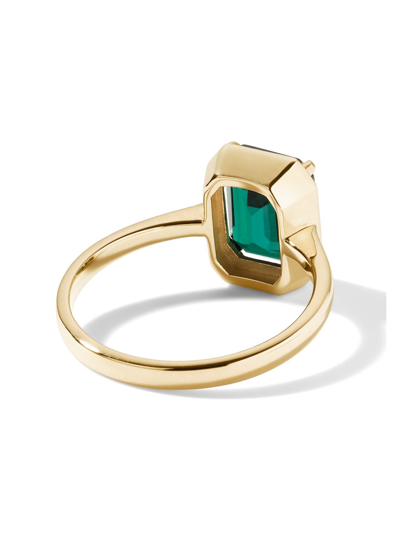 Image 3 of 7 of Created Brilliance Jane 9ct Yellow Gold Created Emerald Solitaire Ring