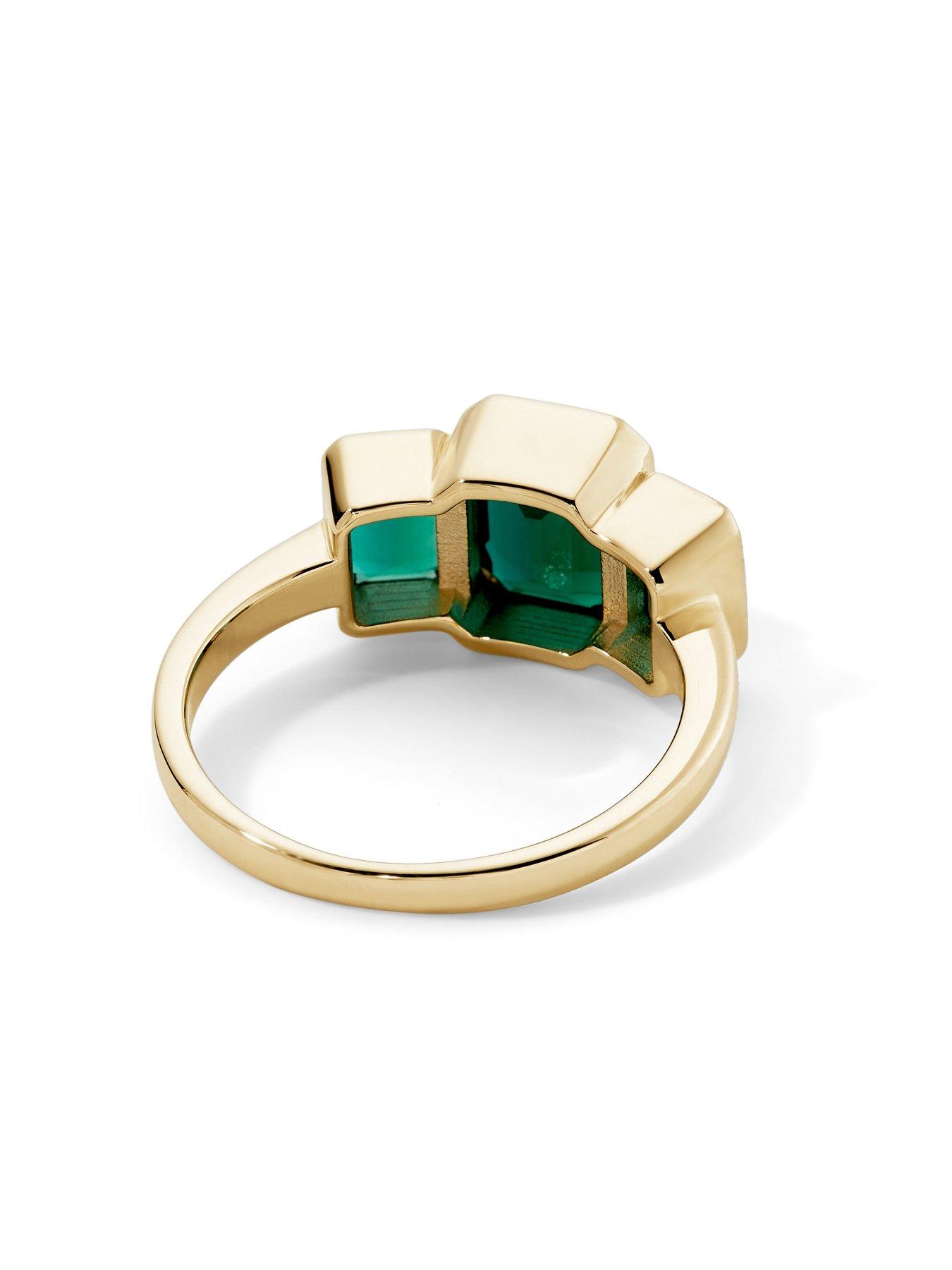 Image 3 of 6 of Created Brilliance Cleo 9ct Yellow Gold Created Emerald Trilogy Ring