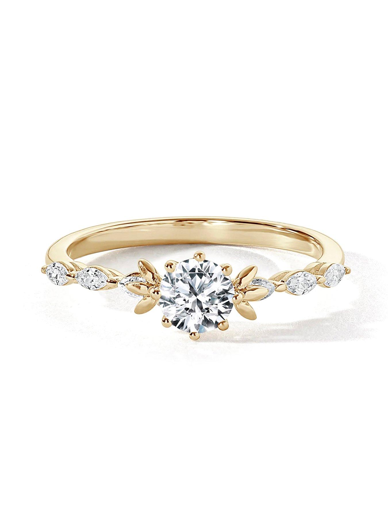 Created Brilliance Willow 9ct Yellow Gold 0.90ct tw Lab Grown Diamond Petal Engagement Ring