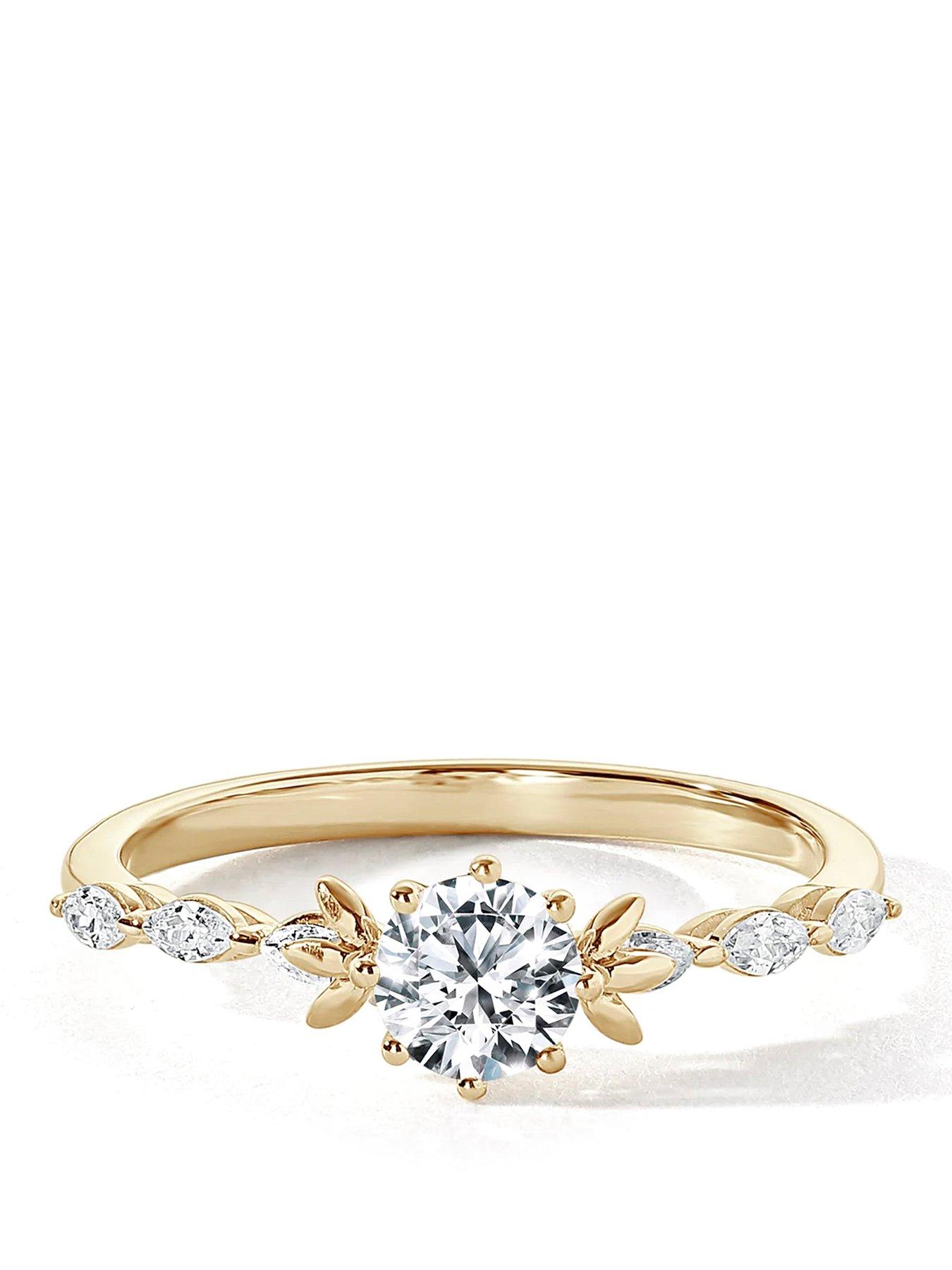 Created Brilliance Willow 9ct Yellow Gold 0.90ct tw Lab Grown Diamond Petal Engagement Ring